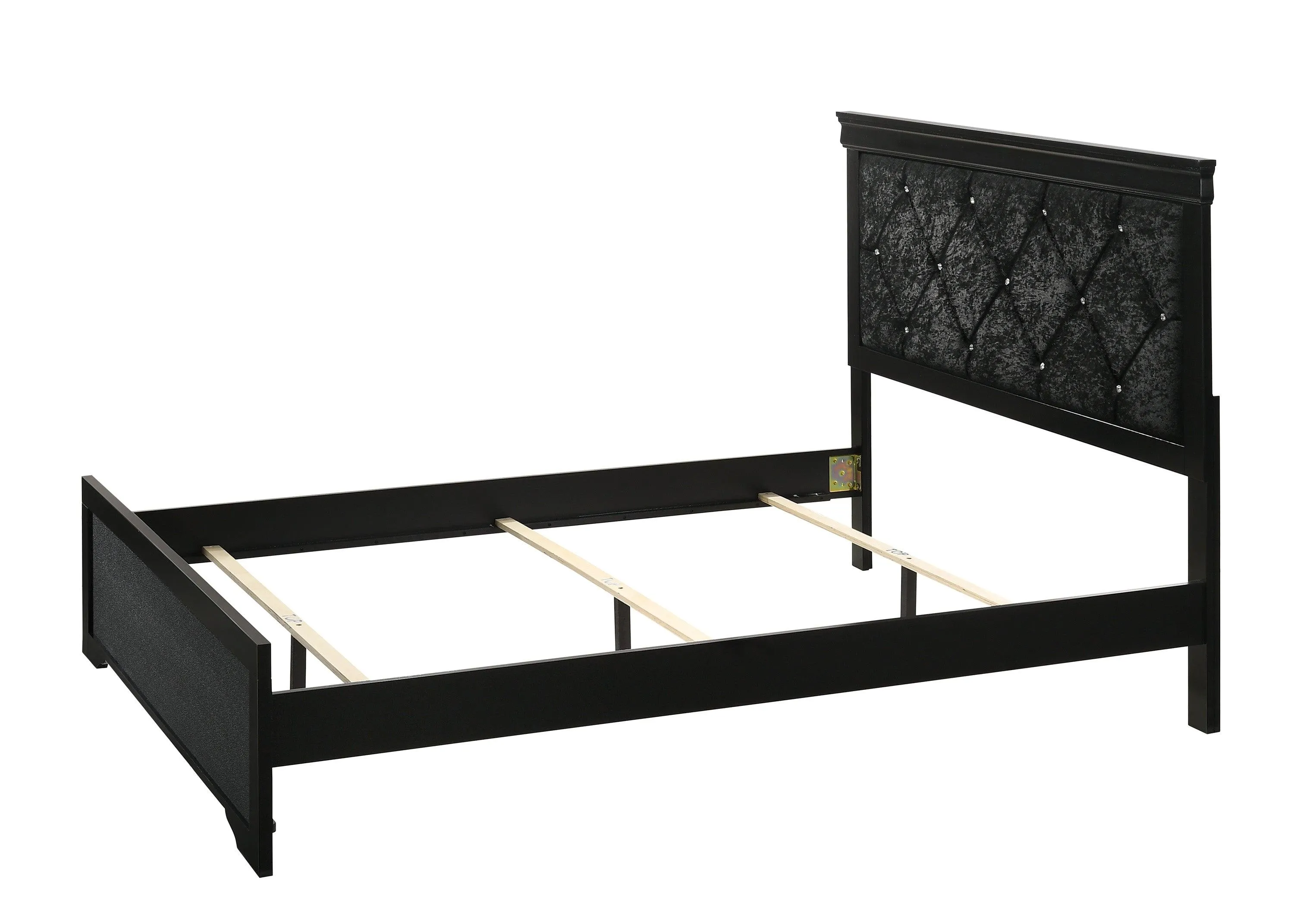 Amalia Black Upholstered Panel Bedroom Set - Image 3
