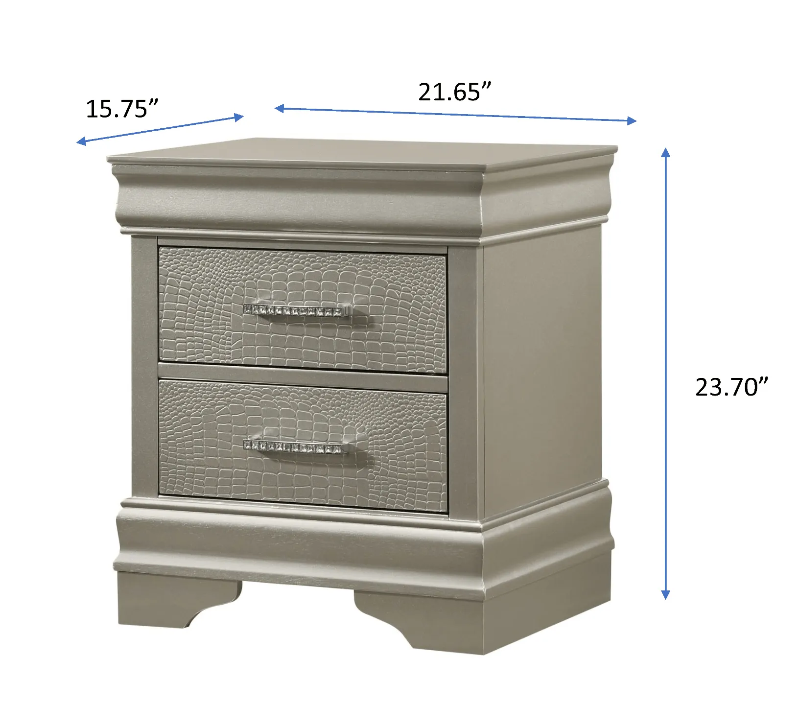 Amalia Champagne Silver Nightstand - Image 4
