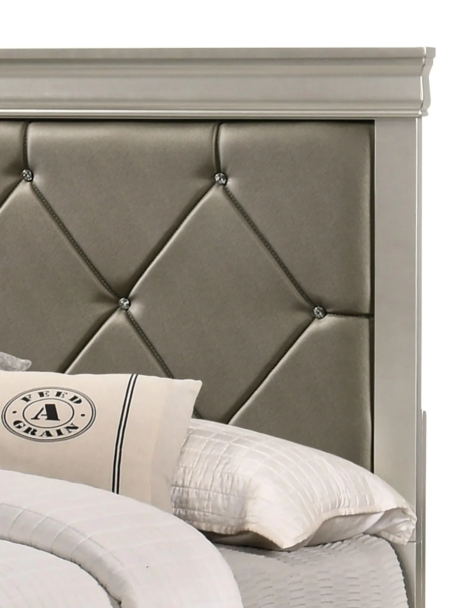 Amalia Champagne Silver Twin Panel Bed - Image 4
