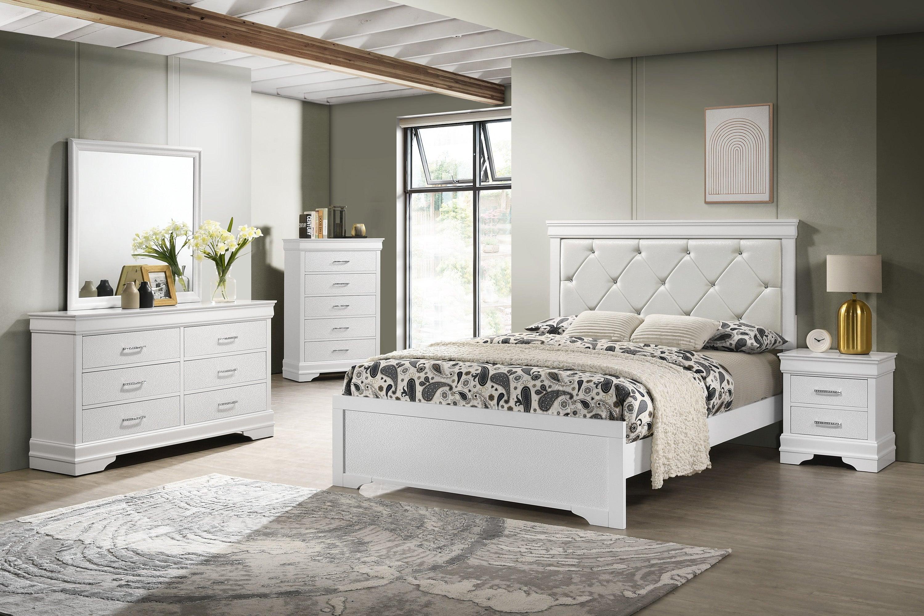 Amalia White King Panel Bed - Image 4