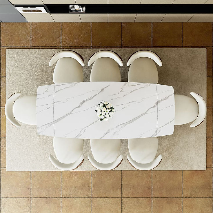 Aman 71"-95" Glossy White Dining Room Set - Image 3