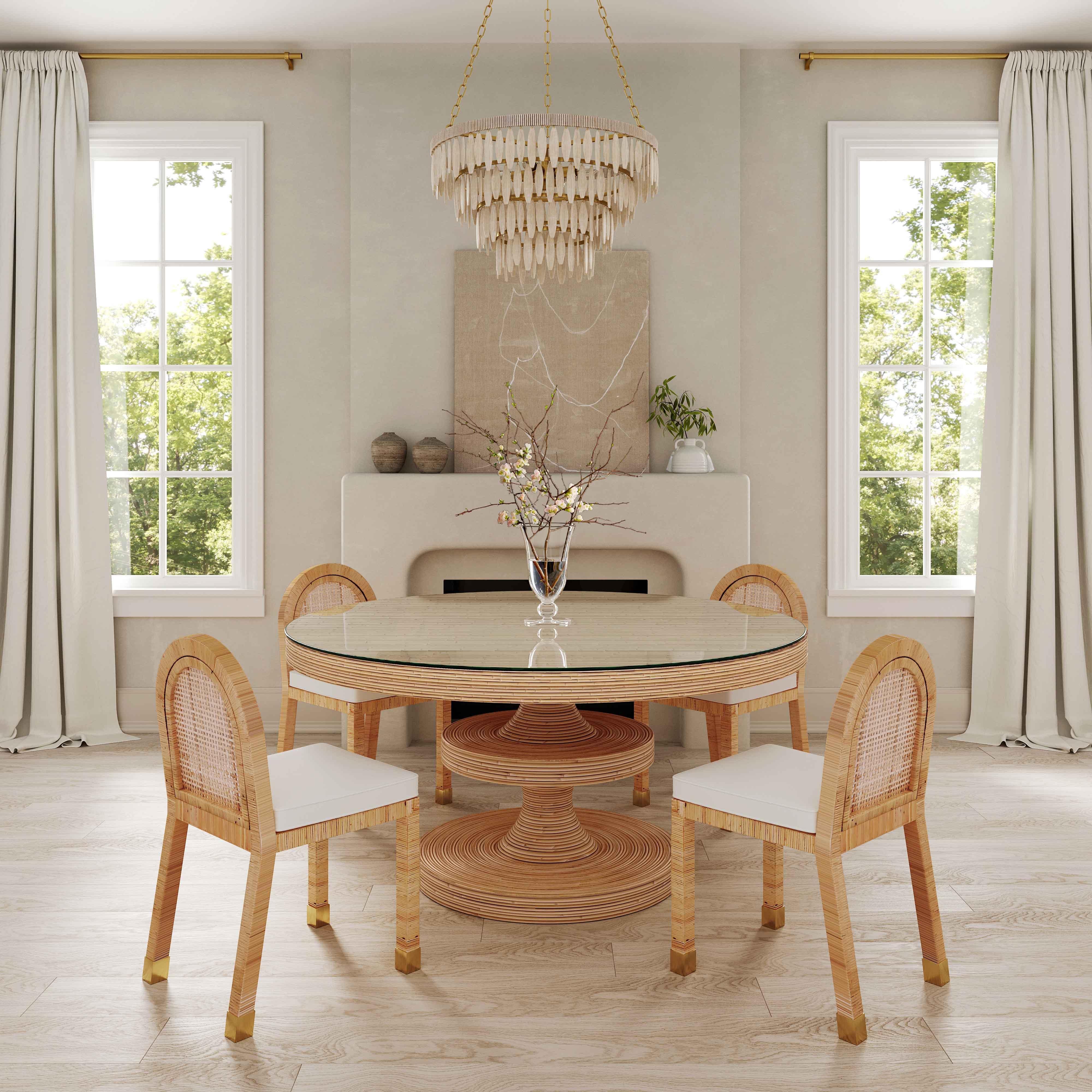 Amara Cream Linen Arched Dining Chair - Image 2