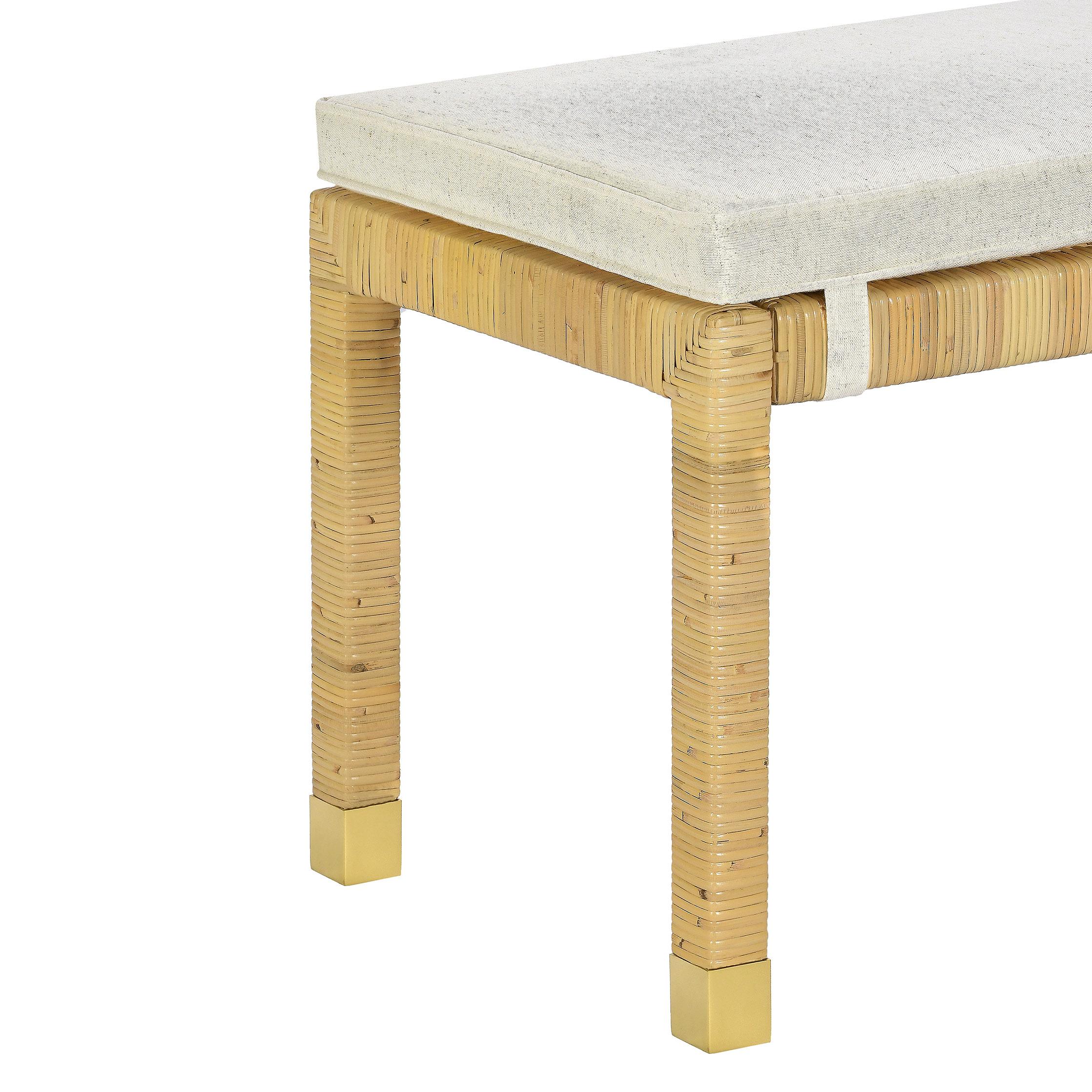 Amara Cream Linen Bench - Image 3