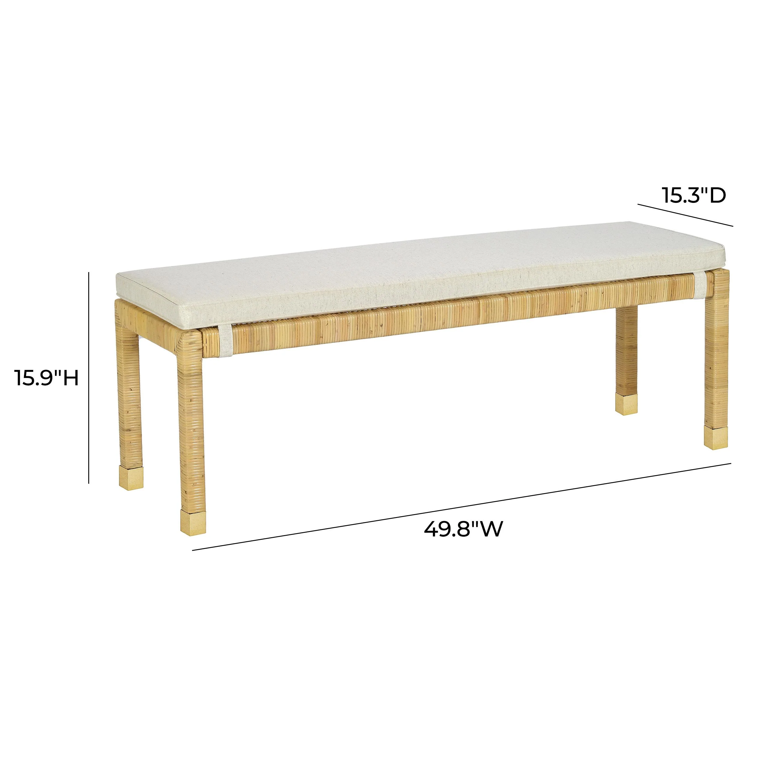 Amara Cream Linen Bench - Image 7