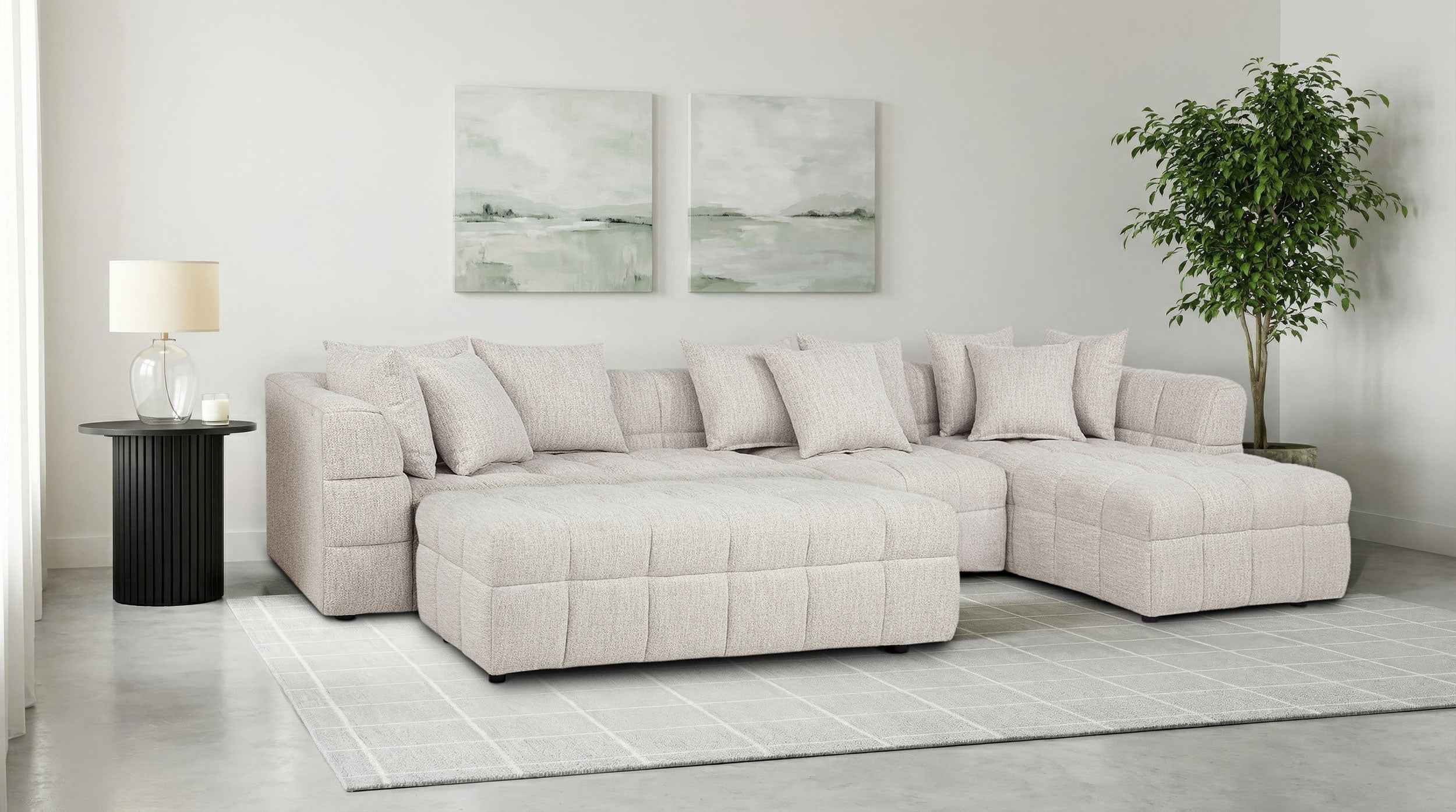 Amara Ivory 4-Piece Upholstered Sectional Sofa