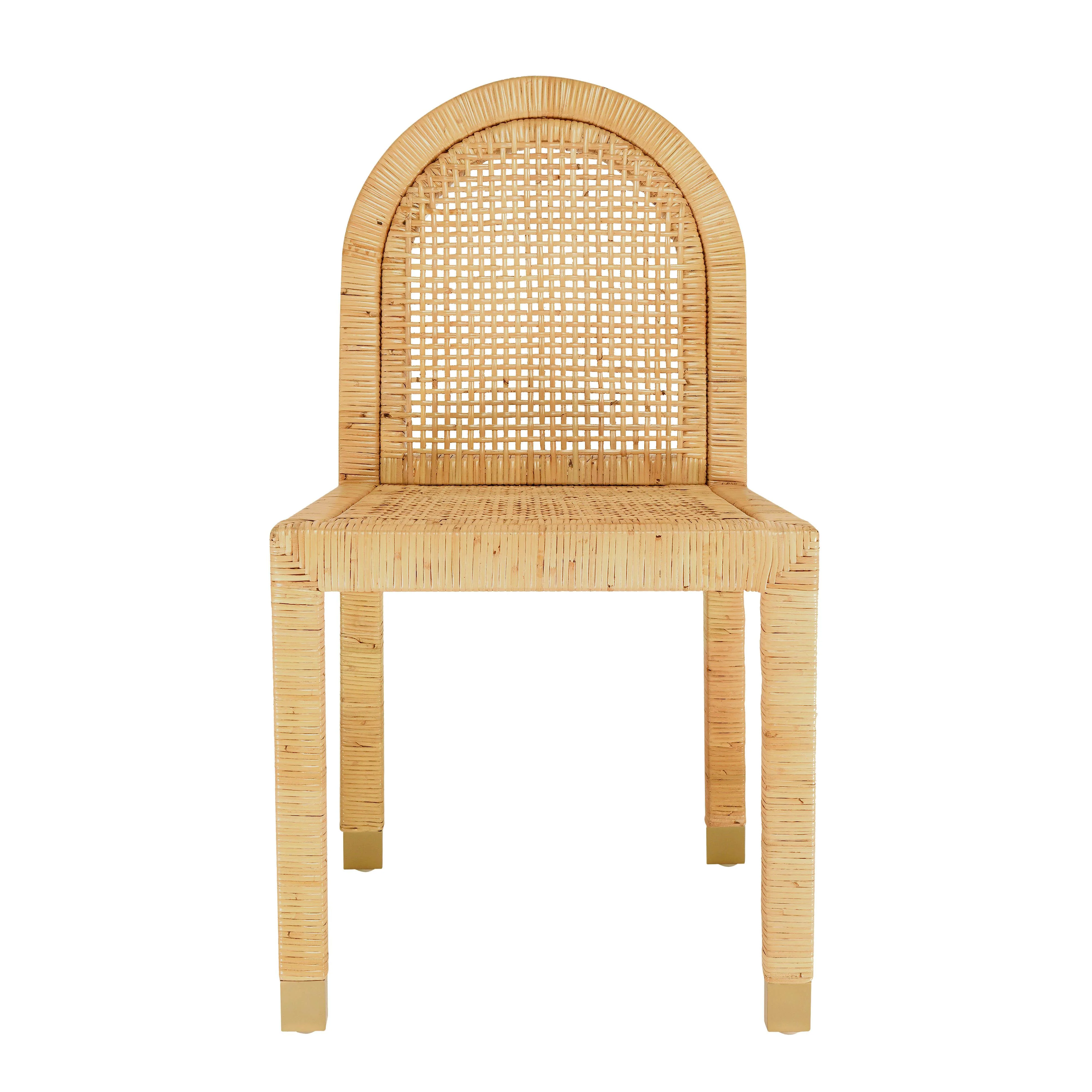 Amara Natural Rattan and Performance Fabric Arched Back Dining Chair - Image 5
