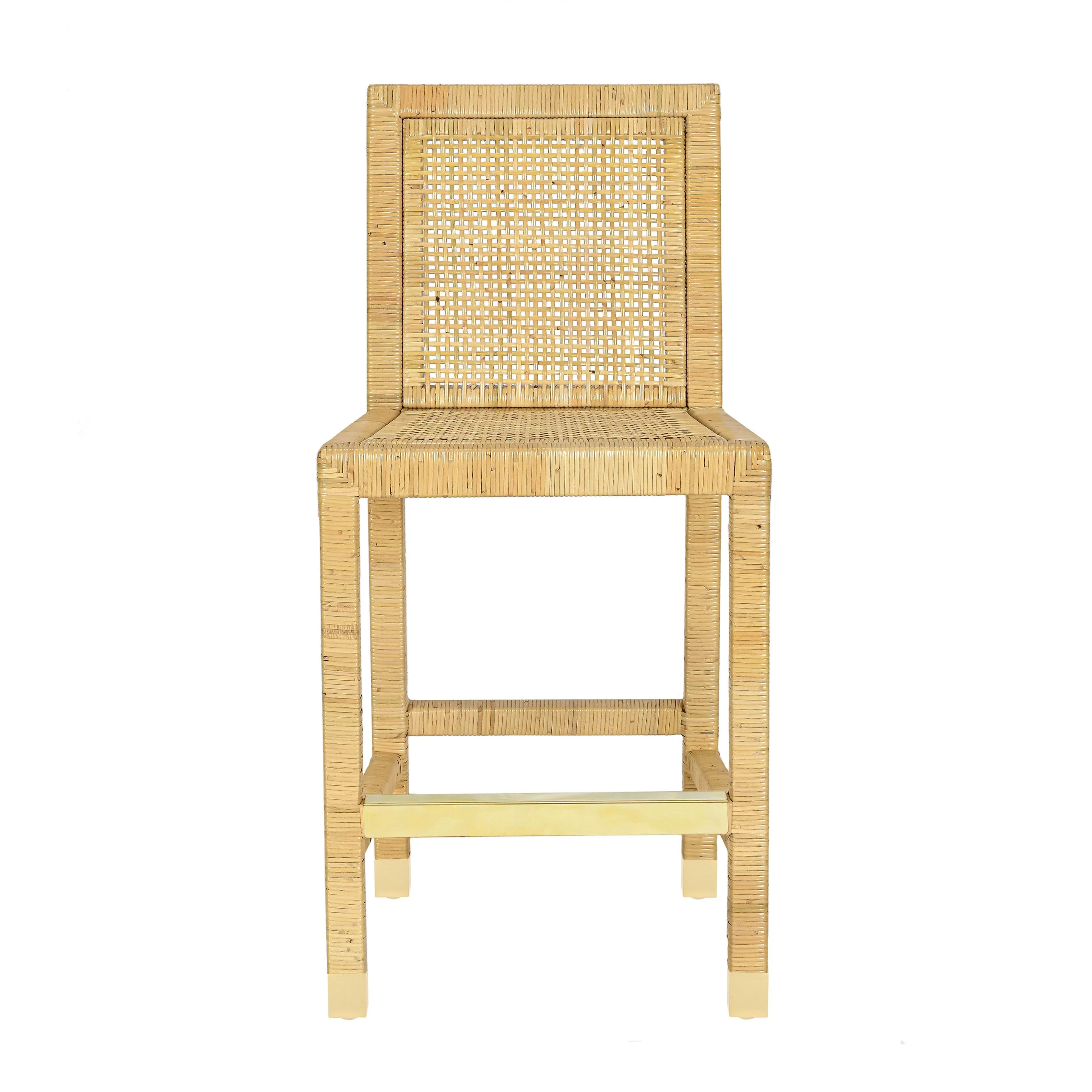 Amara Rattan & Cream Linen Stool - Image 8