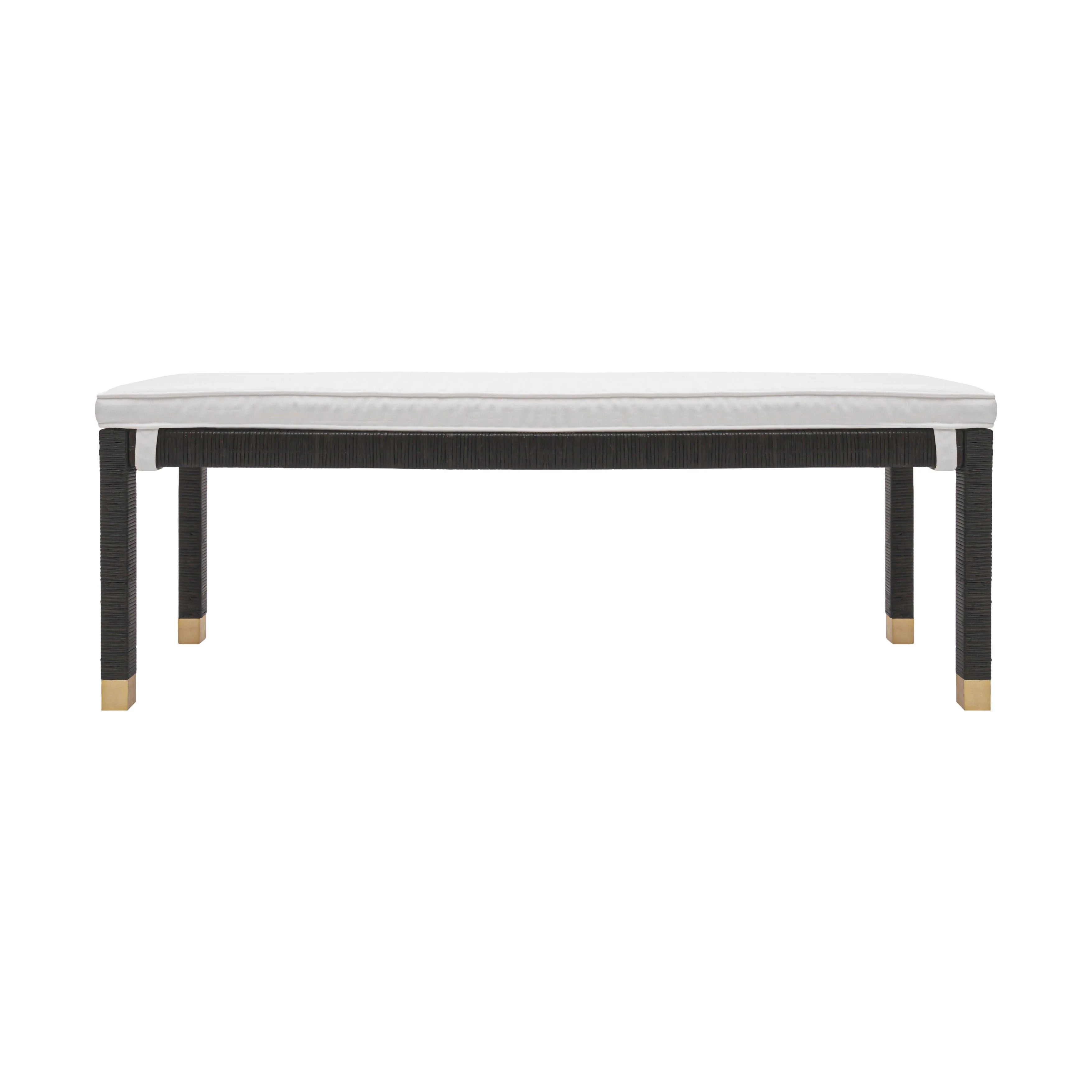 Amara Woven Rattan Performance Fabric Bench - Image 8