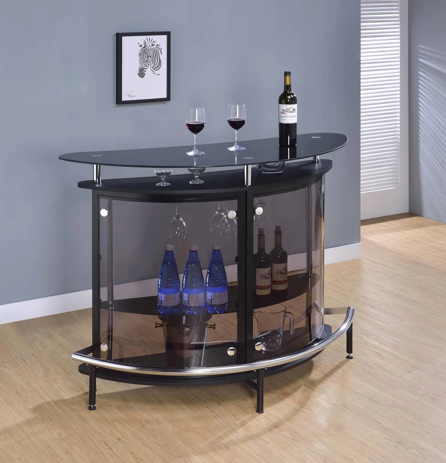 Amarillo Black/Chrome 2-Tier Bar Unit - Image 10