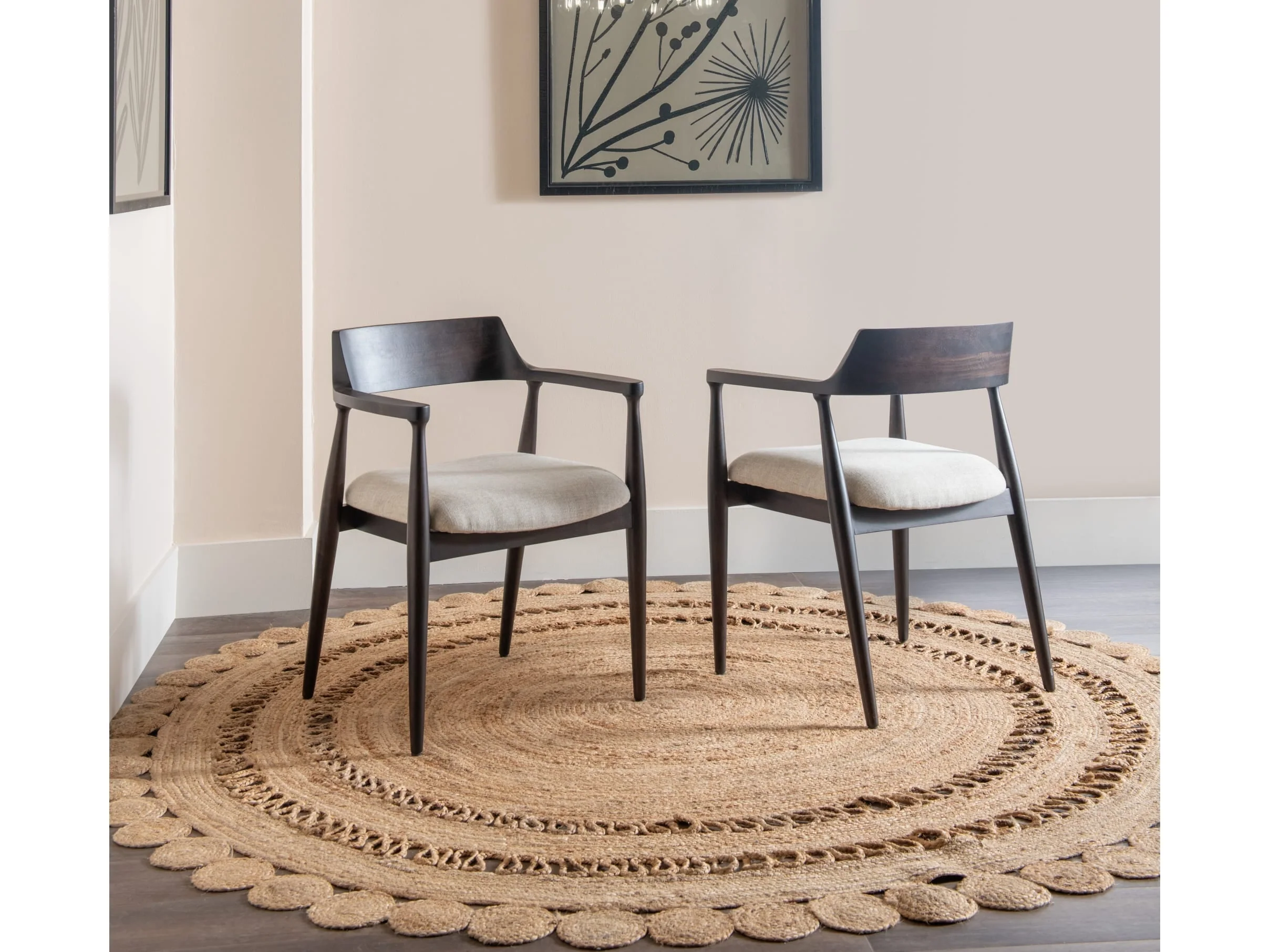 Amaroo Honey Date Solid Mango Linen Upholstered Dining Arm Chair