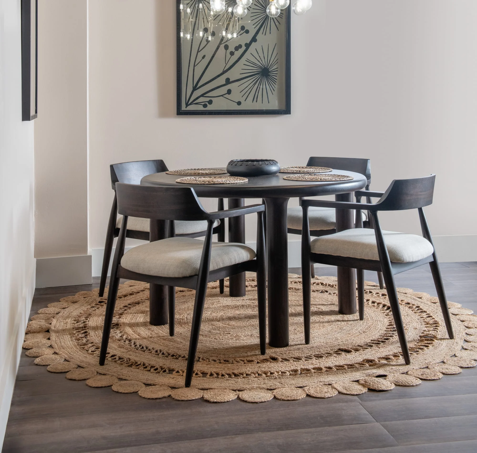 Amaroo Honey Date Solid Mango Linen Upholstered Dining Arm Chair - Image 7