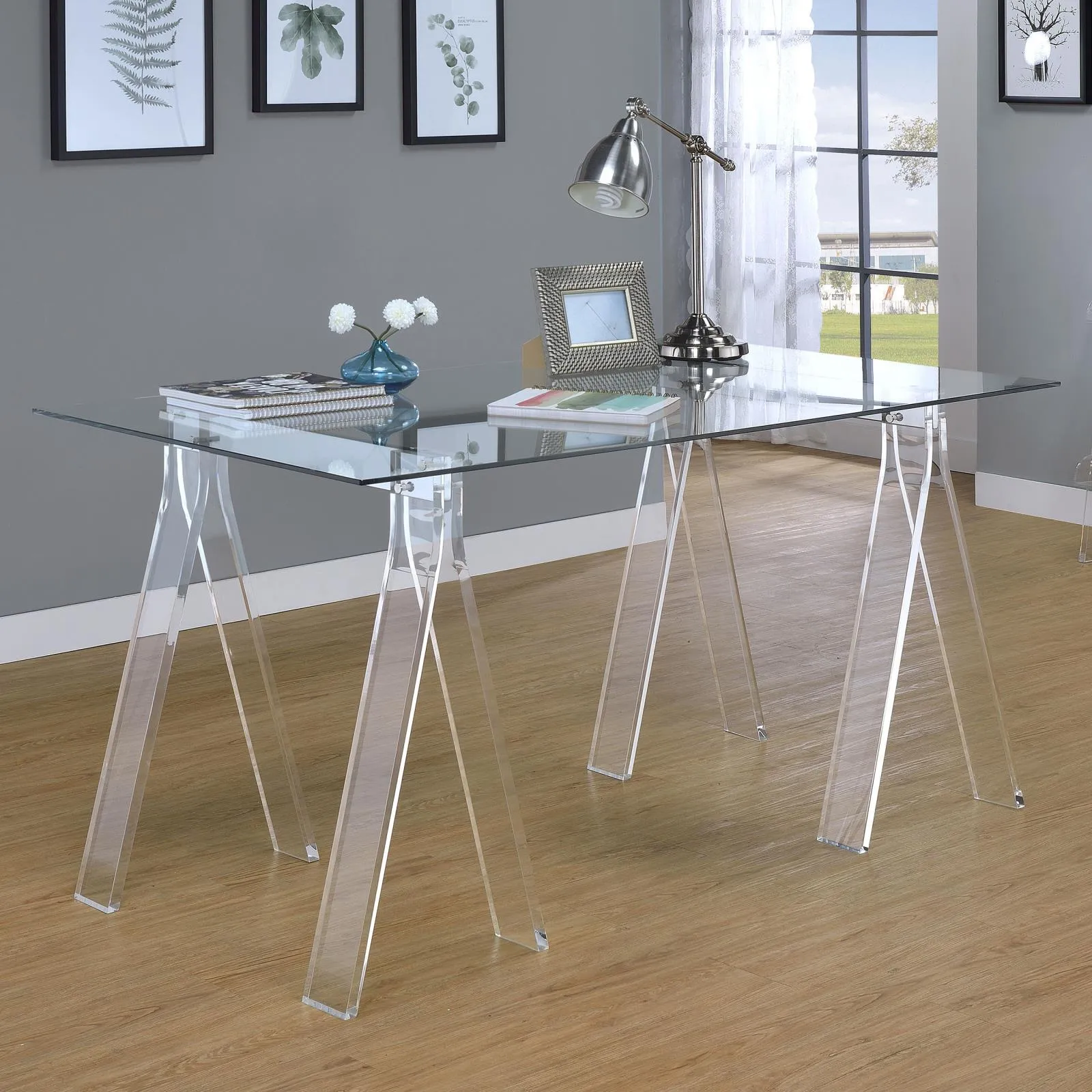 Amaturo Clear Writing Desk with Glass Top - Image 7
