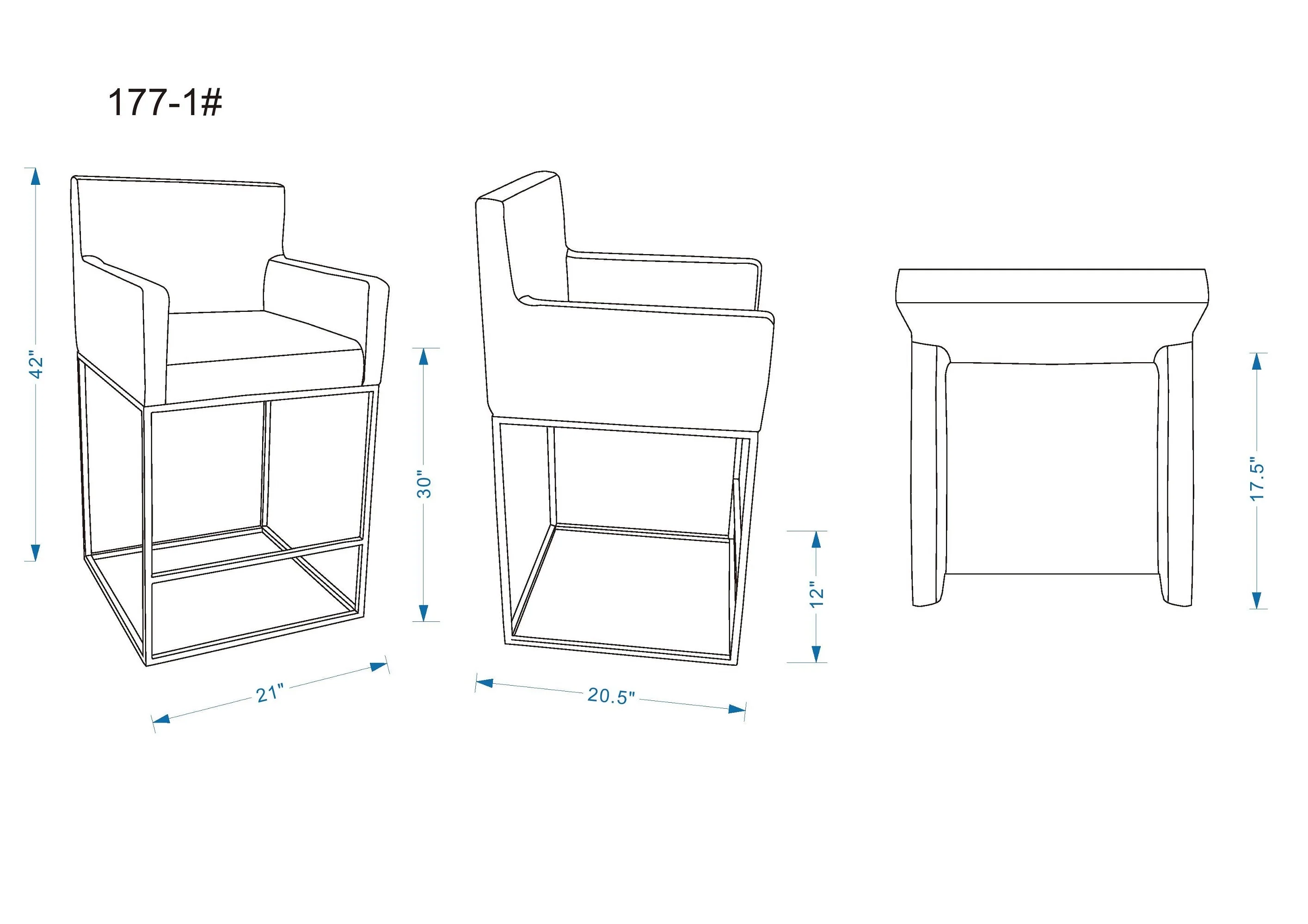 Ambassador Barstool in Cream and Black - Image 3