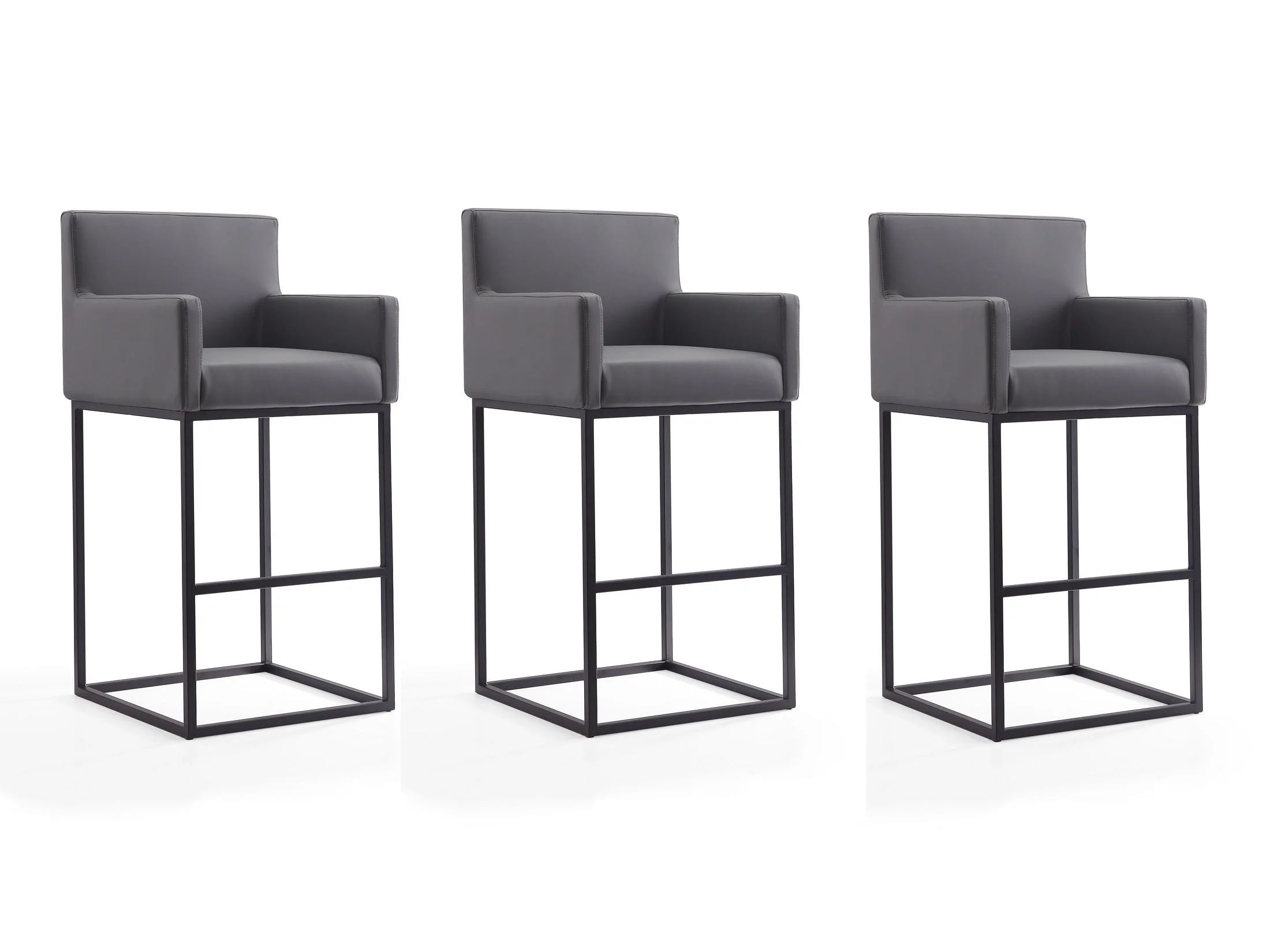 Ambassador Barstool in Grey and Black (set of 3)