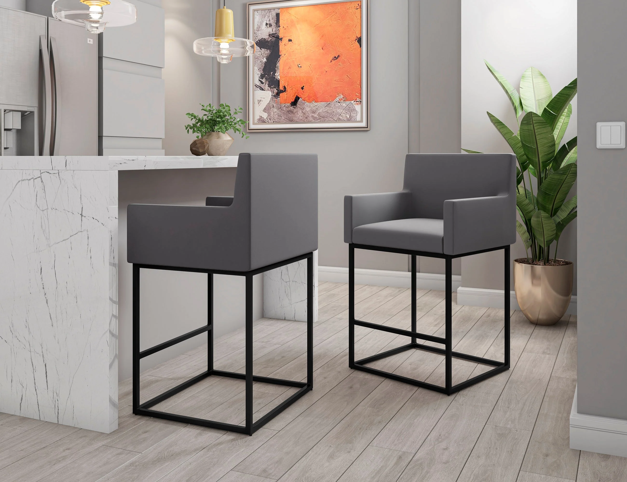 Ambassador Counter Stool in Grey and Black - Image 2