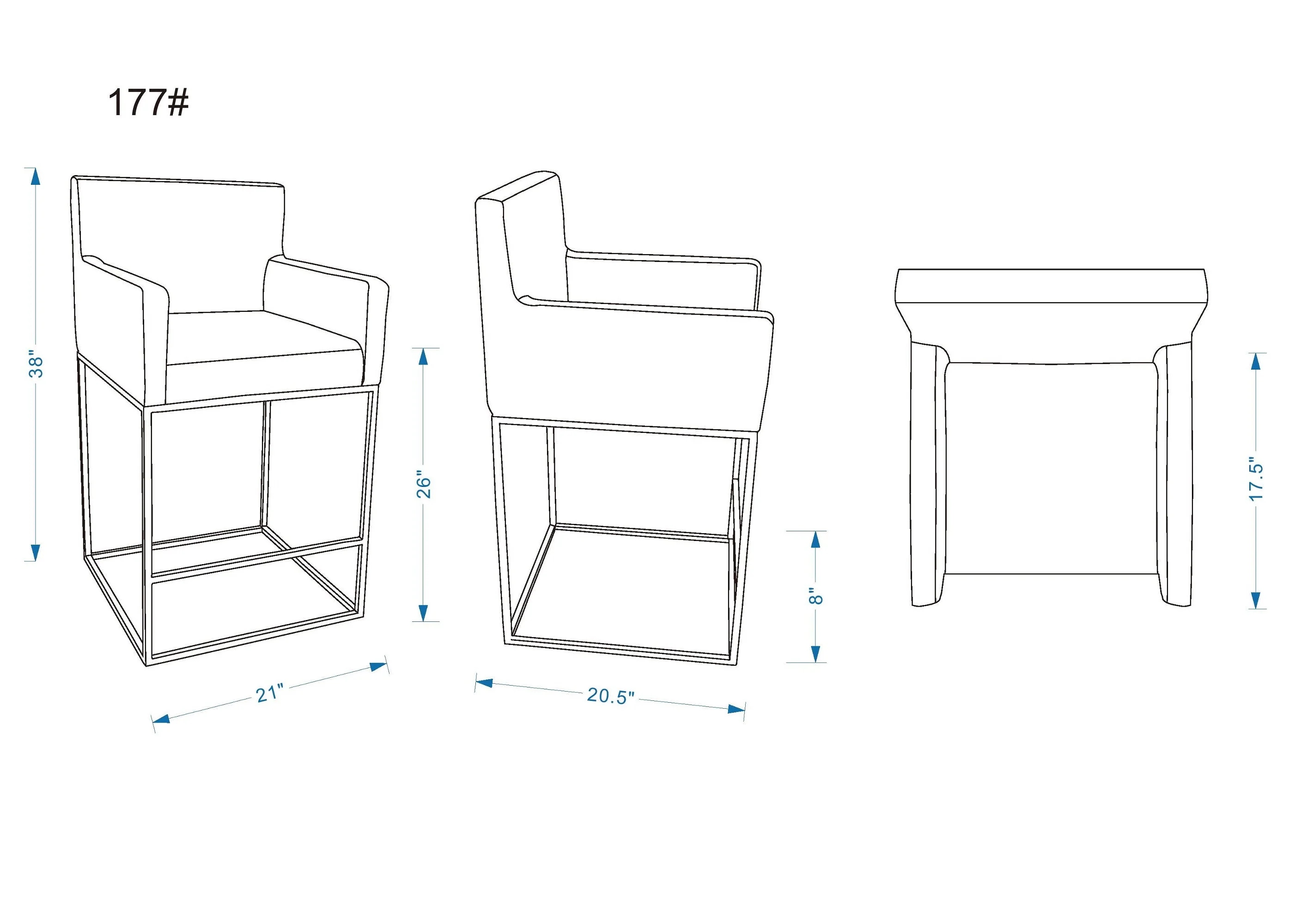 Ambassador Counter Stool in Grey and Black (set of 2) - Image 3