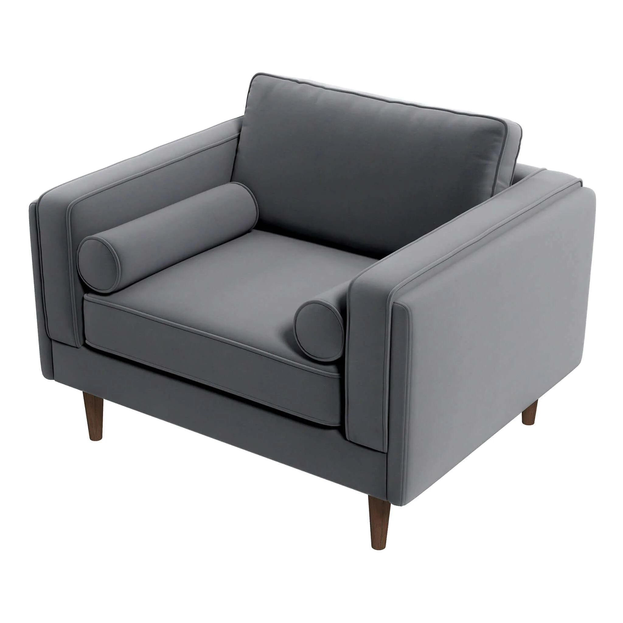 Amber Grey Velvet Lounge Chair - Image 6