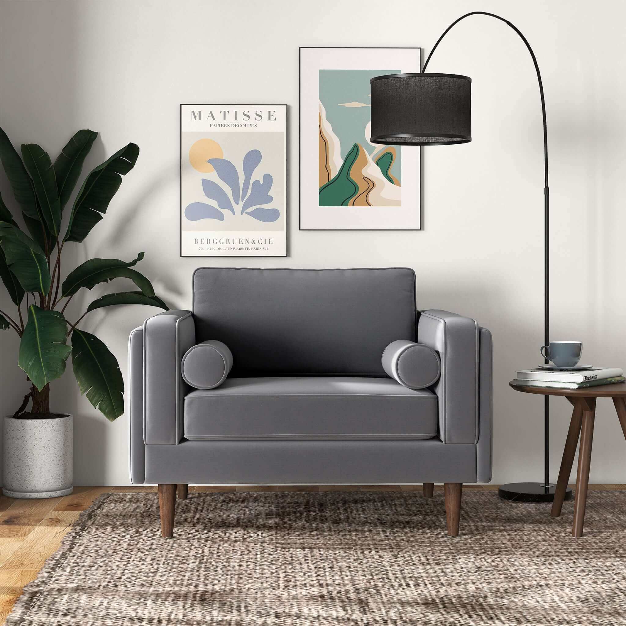Amber Grey Velvet Lounge Chair - Image 8