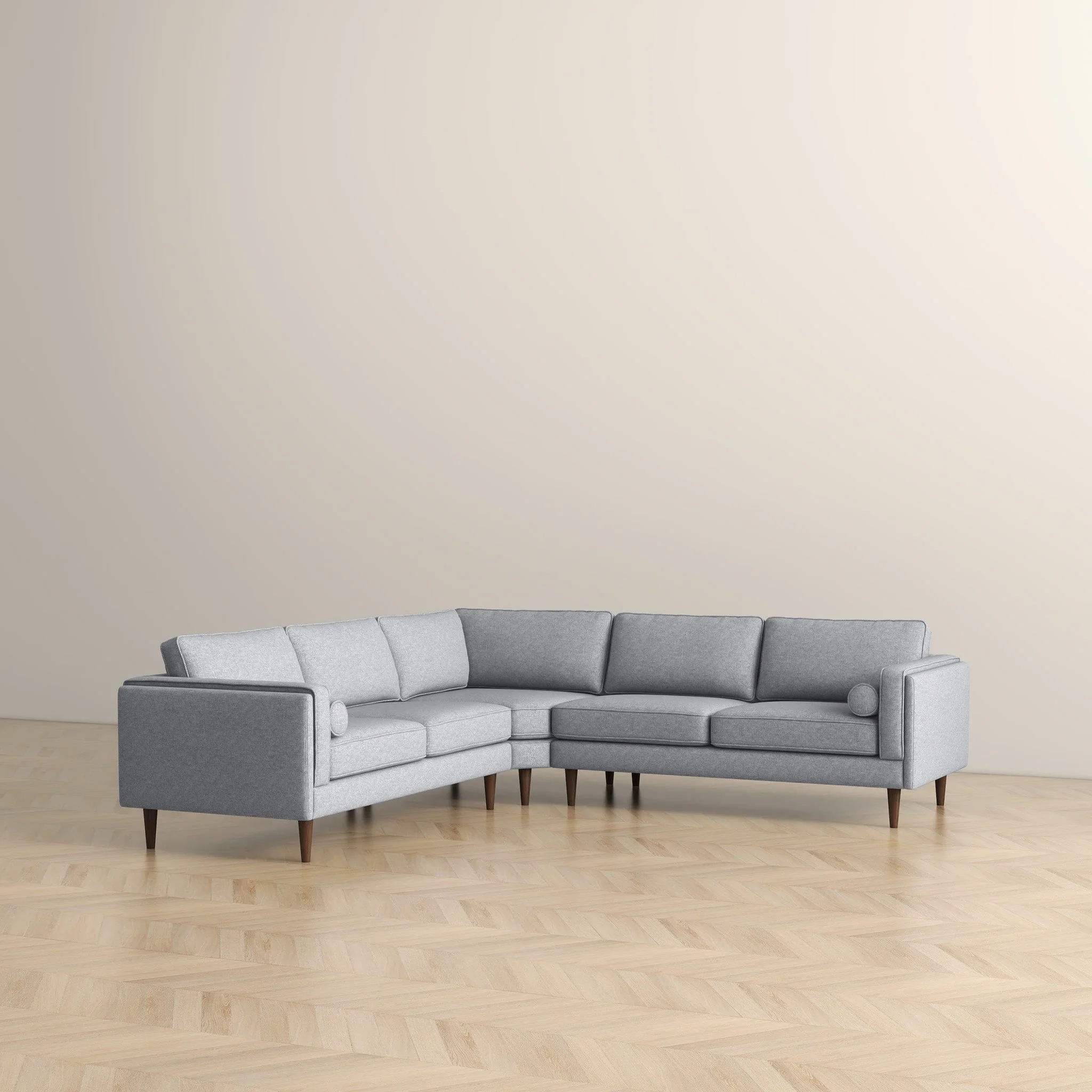 Amber Light Grey Fabric Corner Sectional Sofa - Image 2