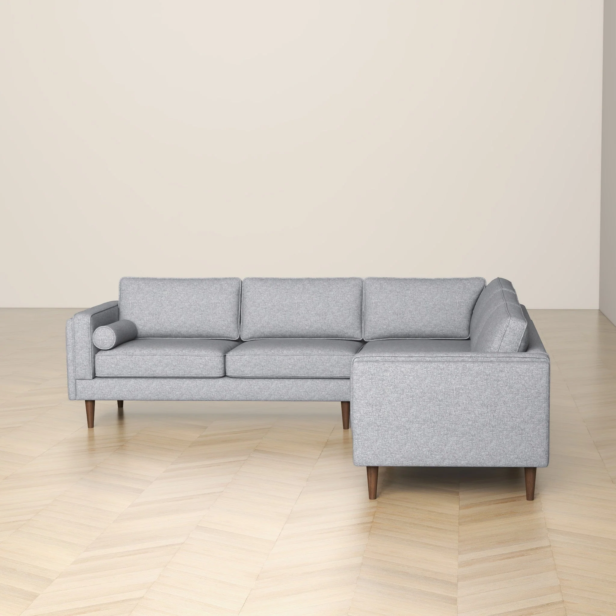 Amber Light Grey Fabric Corner Sectional Sofa - Image 3