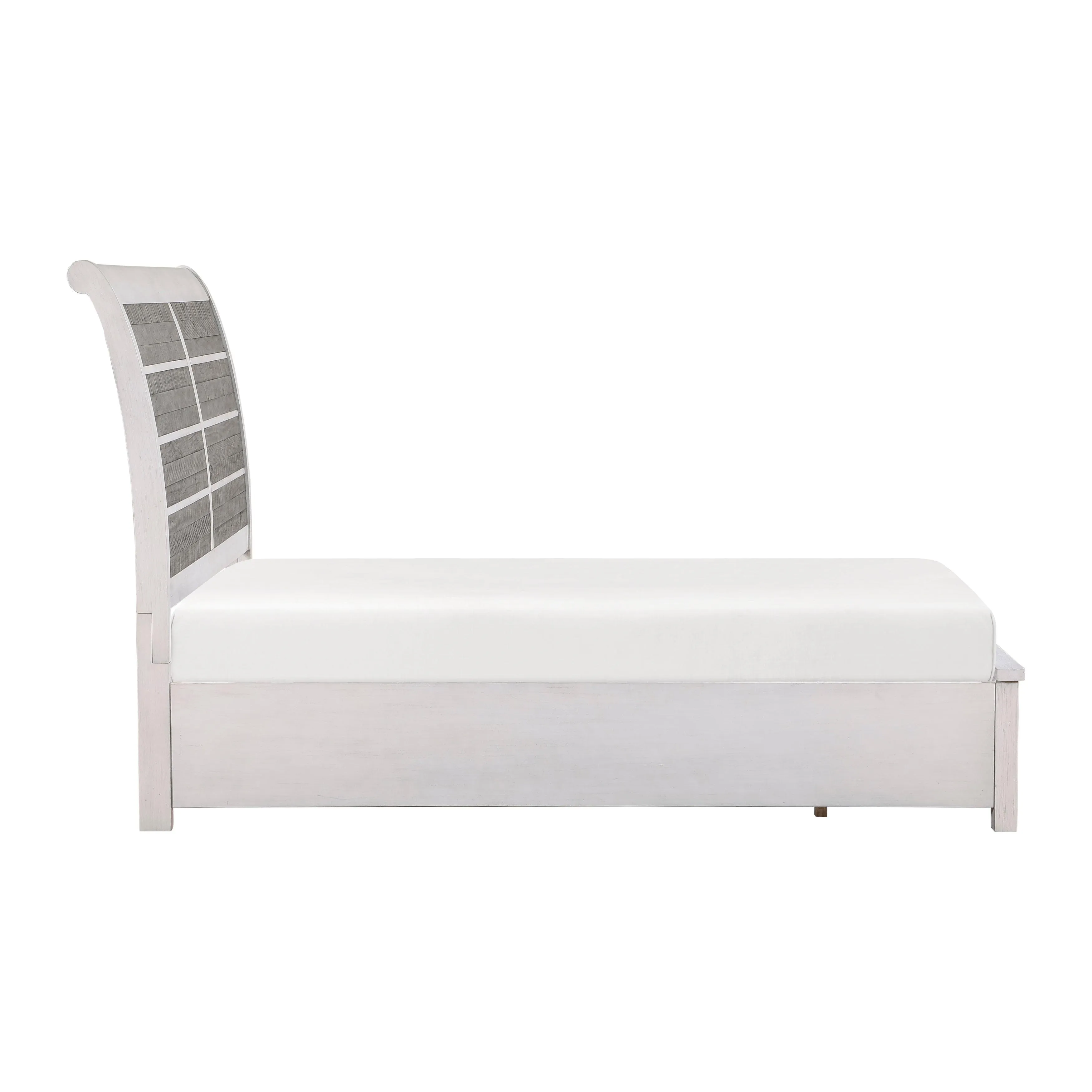 Ambrose Antique White/Gray Eastern King Platform Bed with Footboard Storage - Image 6