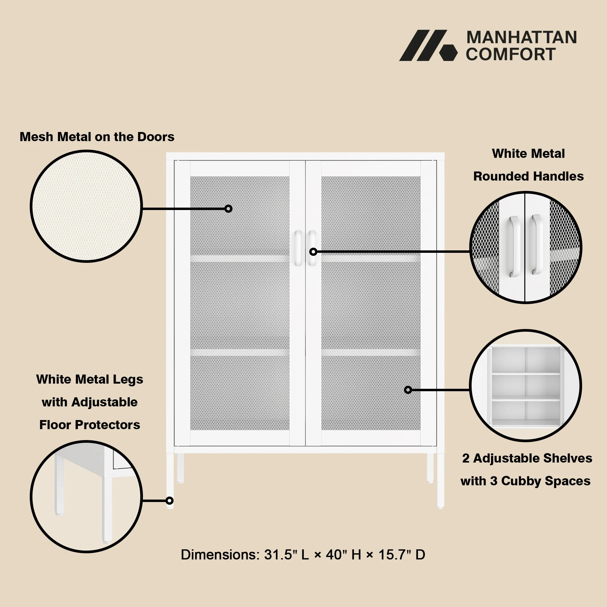 Amelia 31.5" Accent Cabinet in White - Image 4