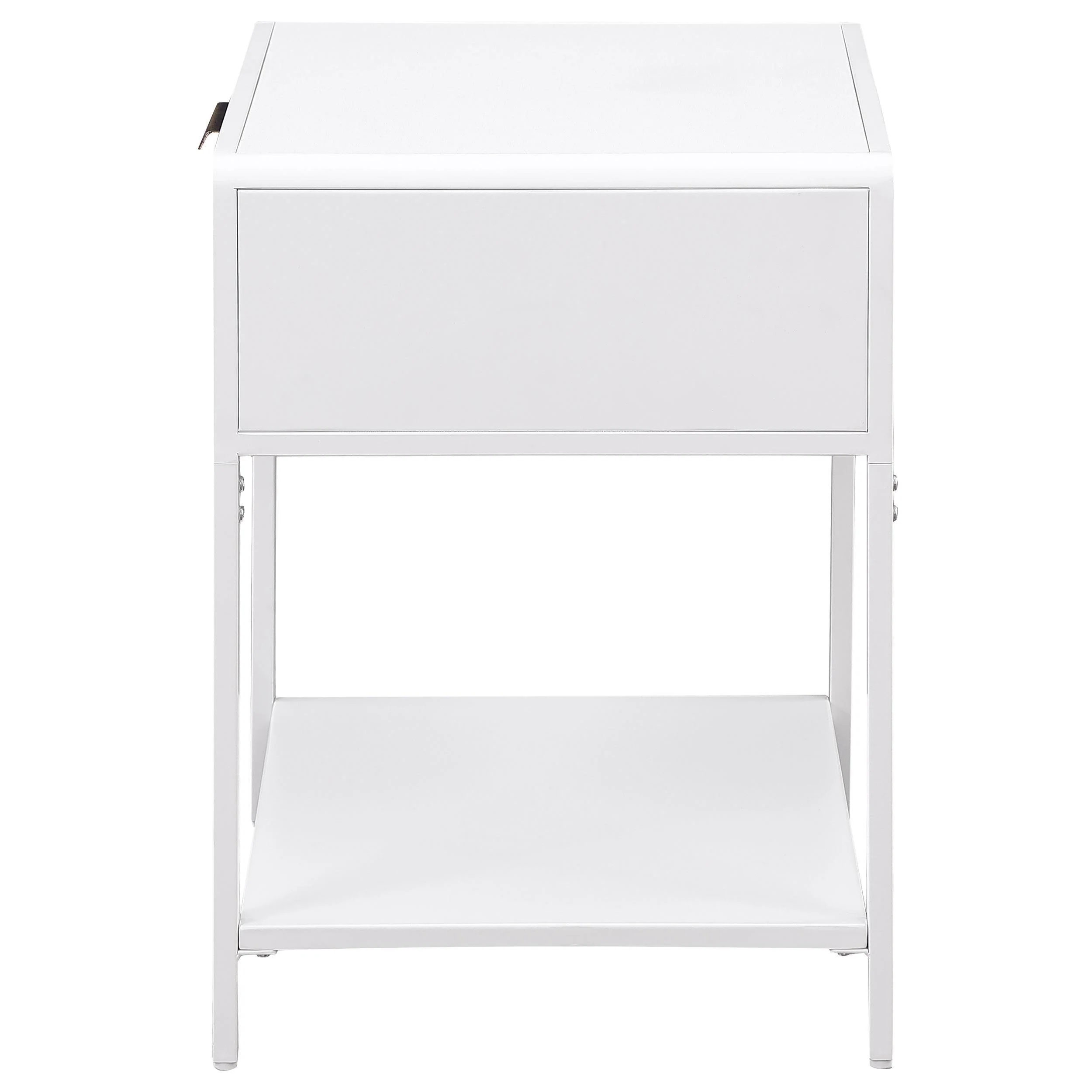 Amherst White 1-drawer Radio Weave Rattan Metal Side Table - Image 4