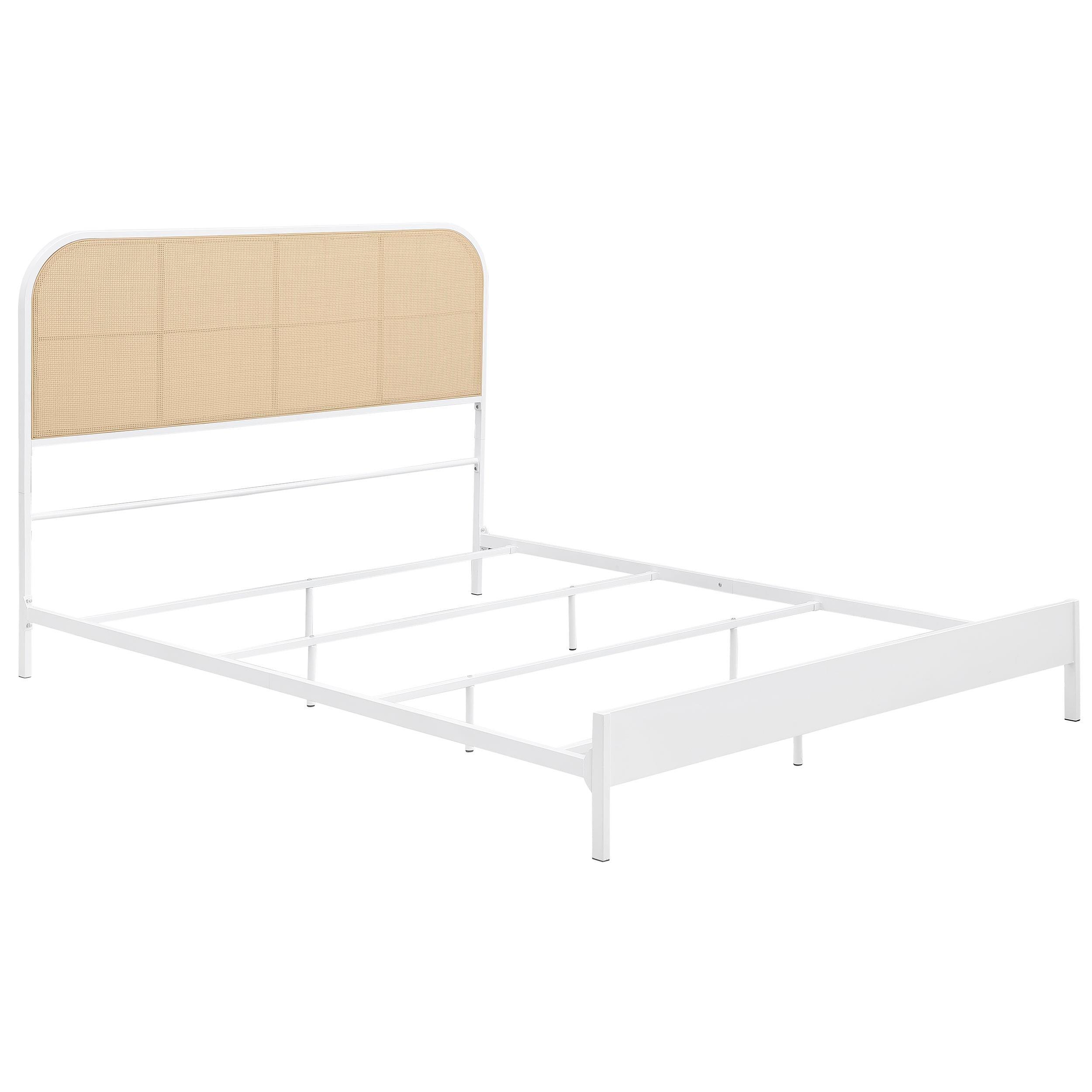 Amherst White Radio Weave Rattan Metal Eastern King Bed - Image 3