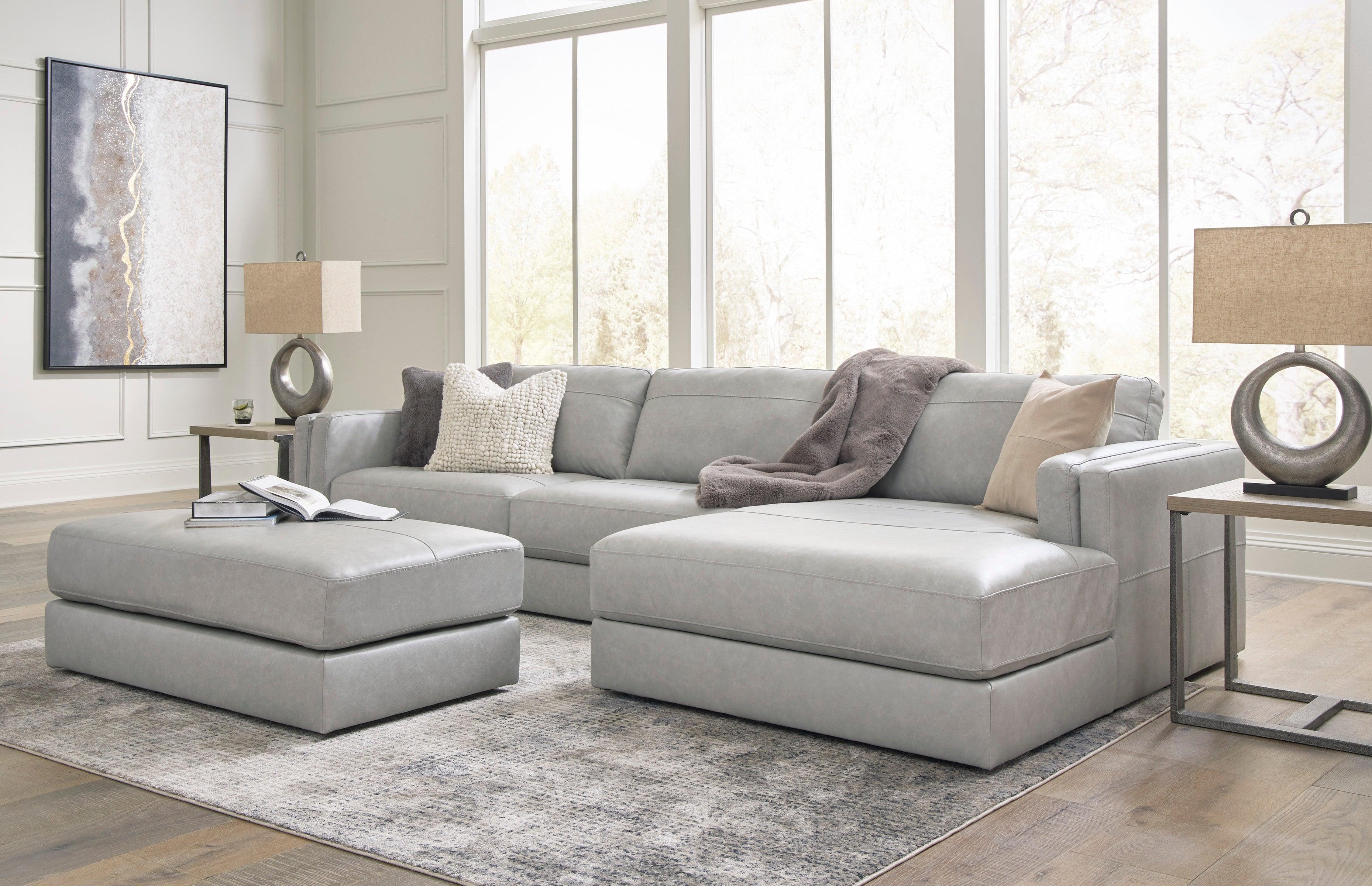 Amiata Glacier Leather 2-Piece Right Arm Facing (RAF) Chaise Sectional - Image 10