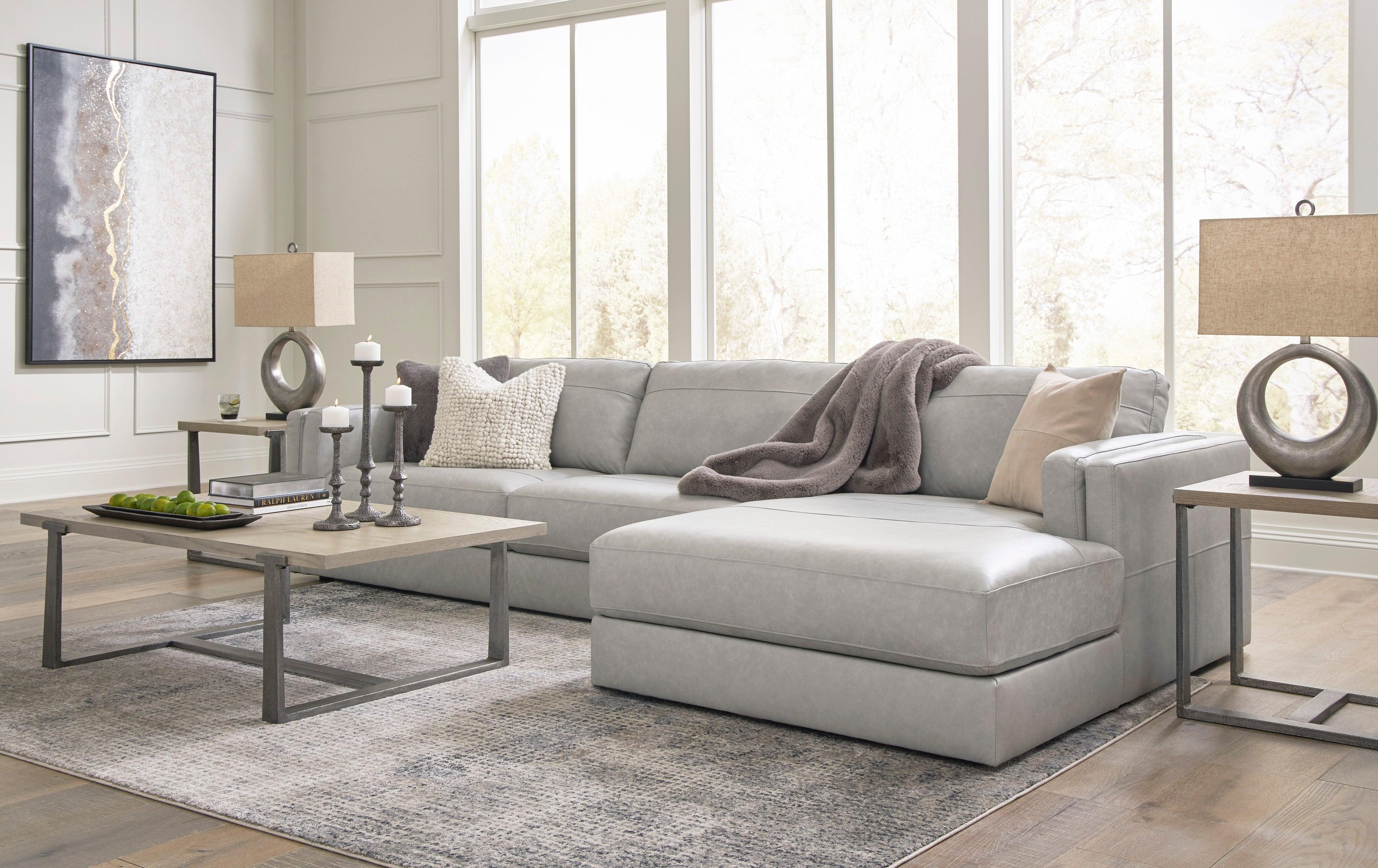 Amiata Glacier Leather 2-Piece Right Arm Facing (RAF) Chaise Sectional - Image 11