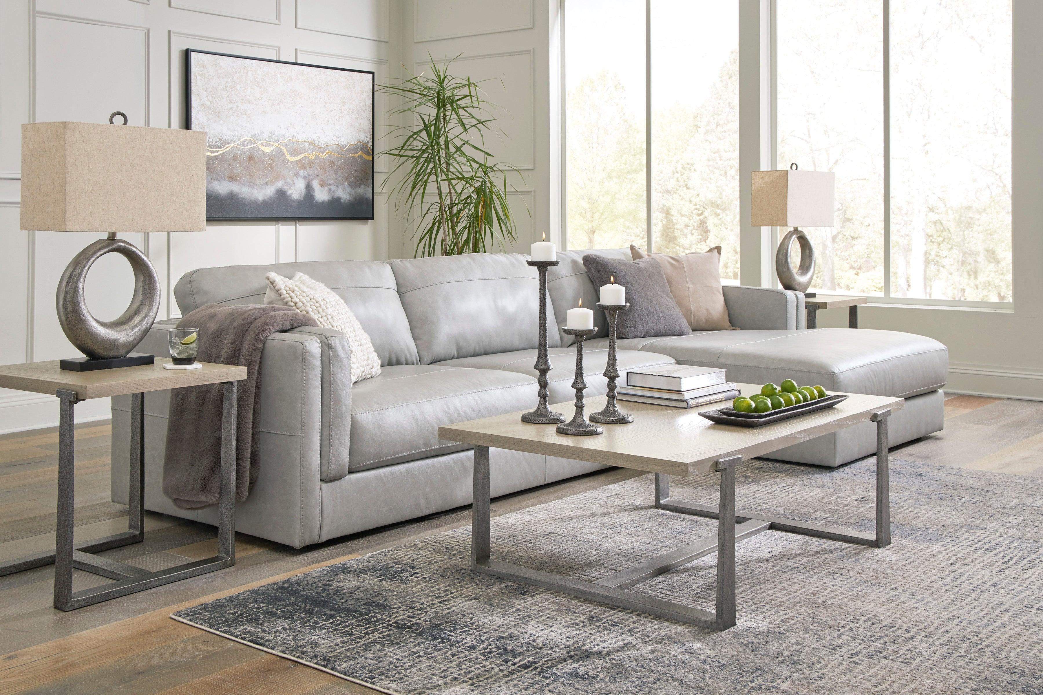 Amiata Glacier Leather 2-Piece Right Arm Facing (RAF) Chaise Sectional - Image 12
