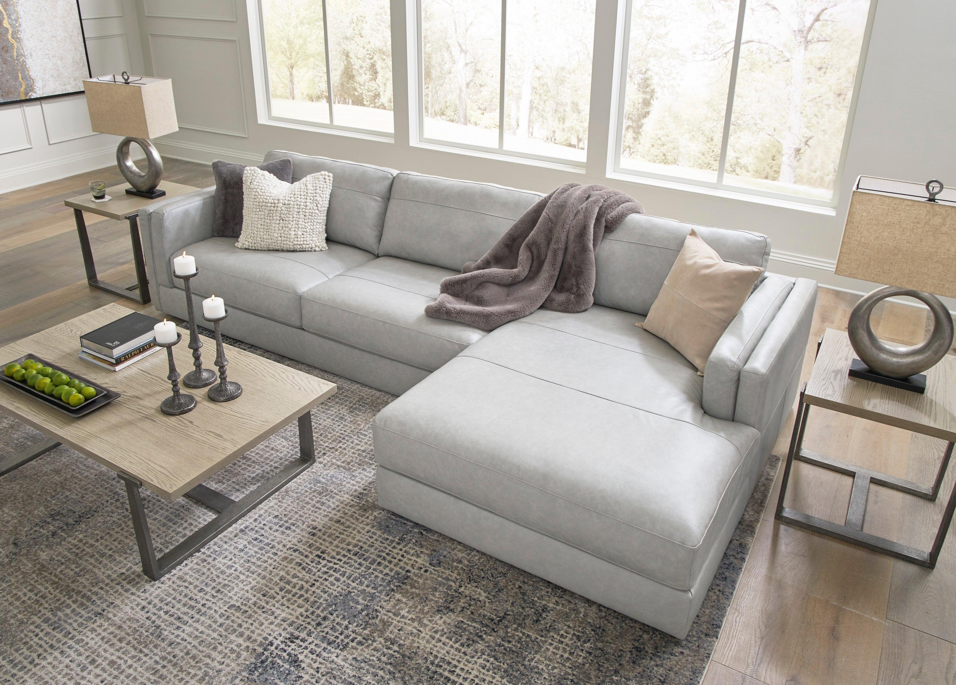 Amiata Glacier Leather 2-Piece Right Arm Facing (RAF) Chaise Sectional - Image 13