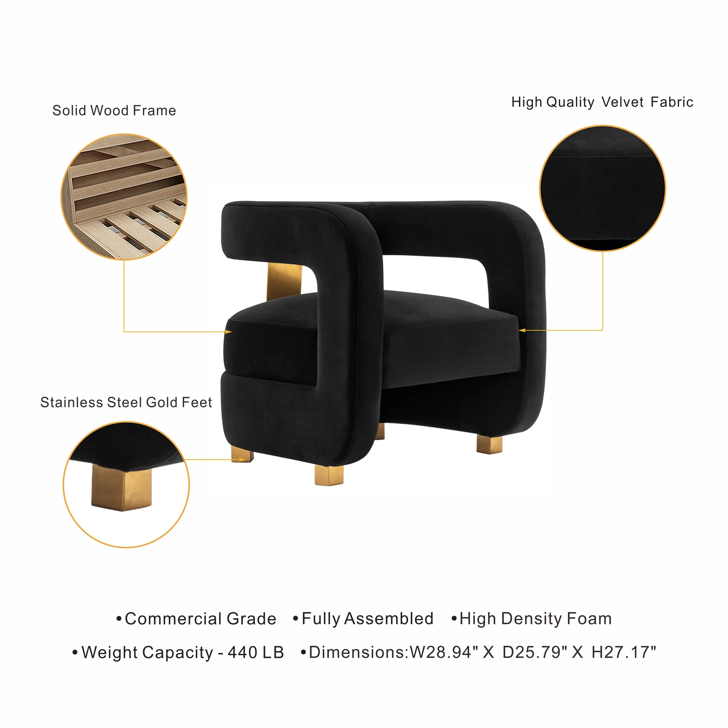 Amirah Accent Chair in Black (set of 2) - Image 3