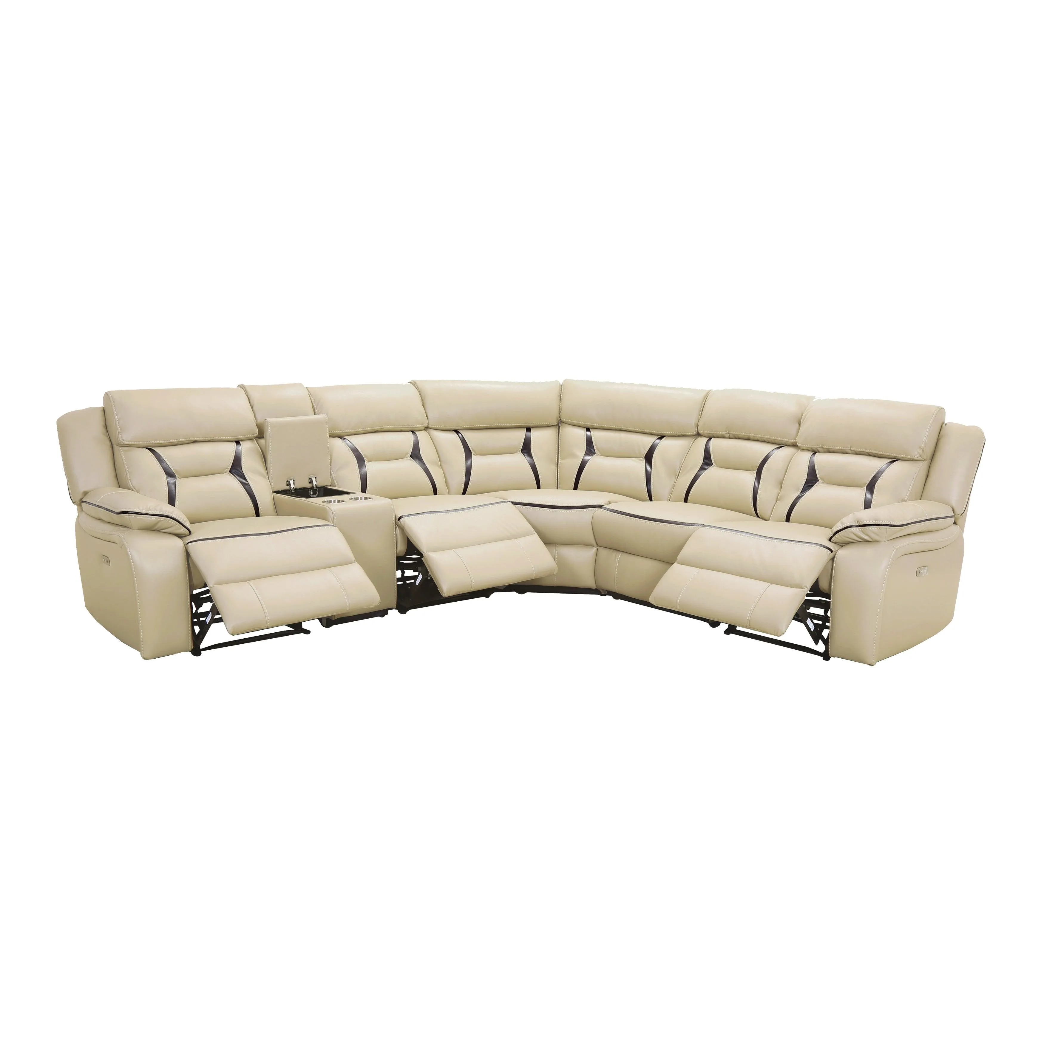Amite Beige 6-Piece Modular Power Reclining Sectional - Image 12