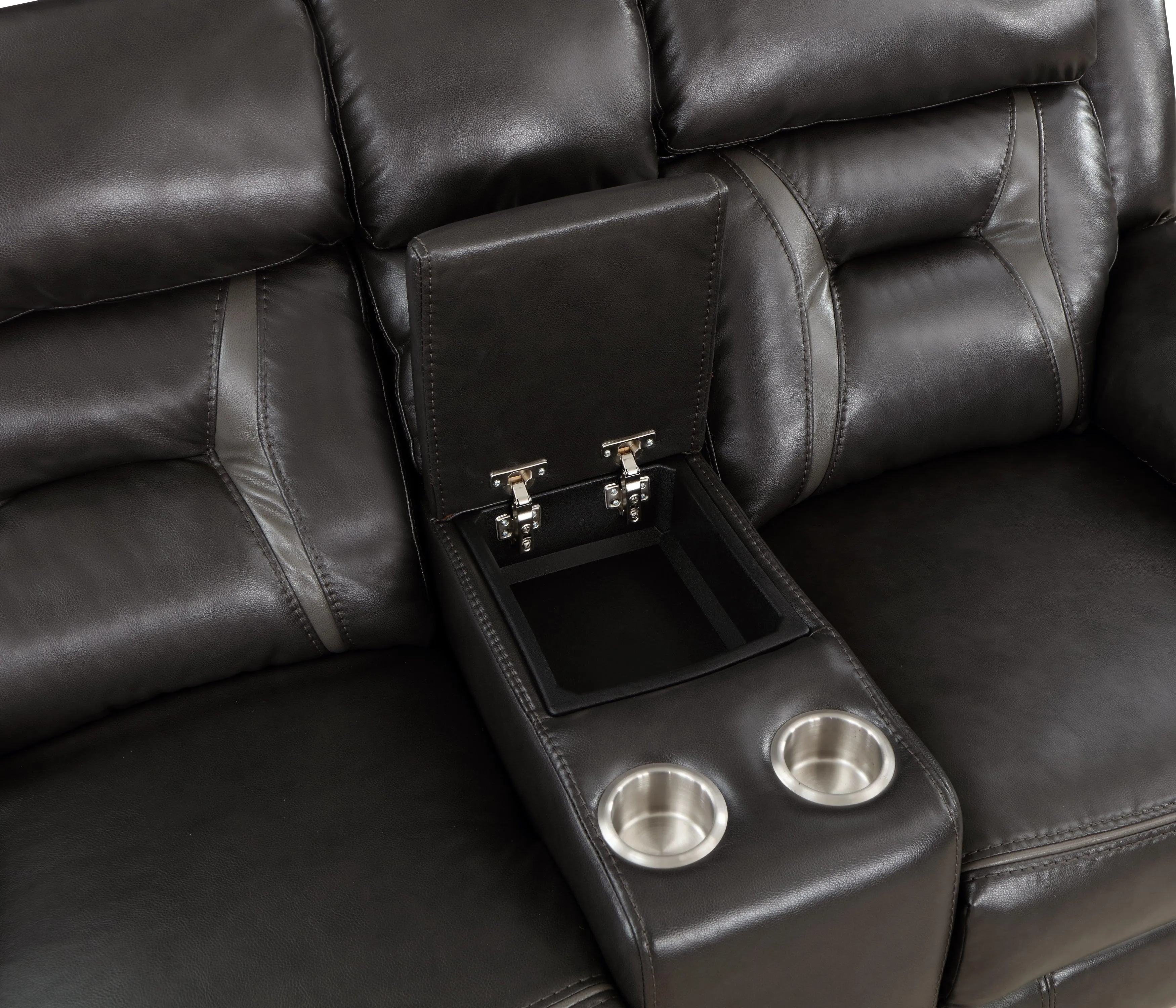 Amite Dark Gray Double Reclining Loveseat with Center Console - Image 6