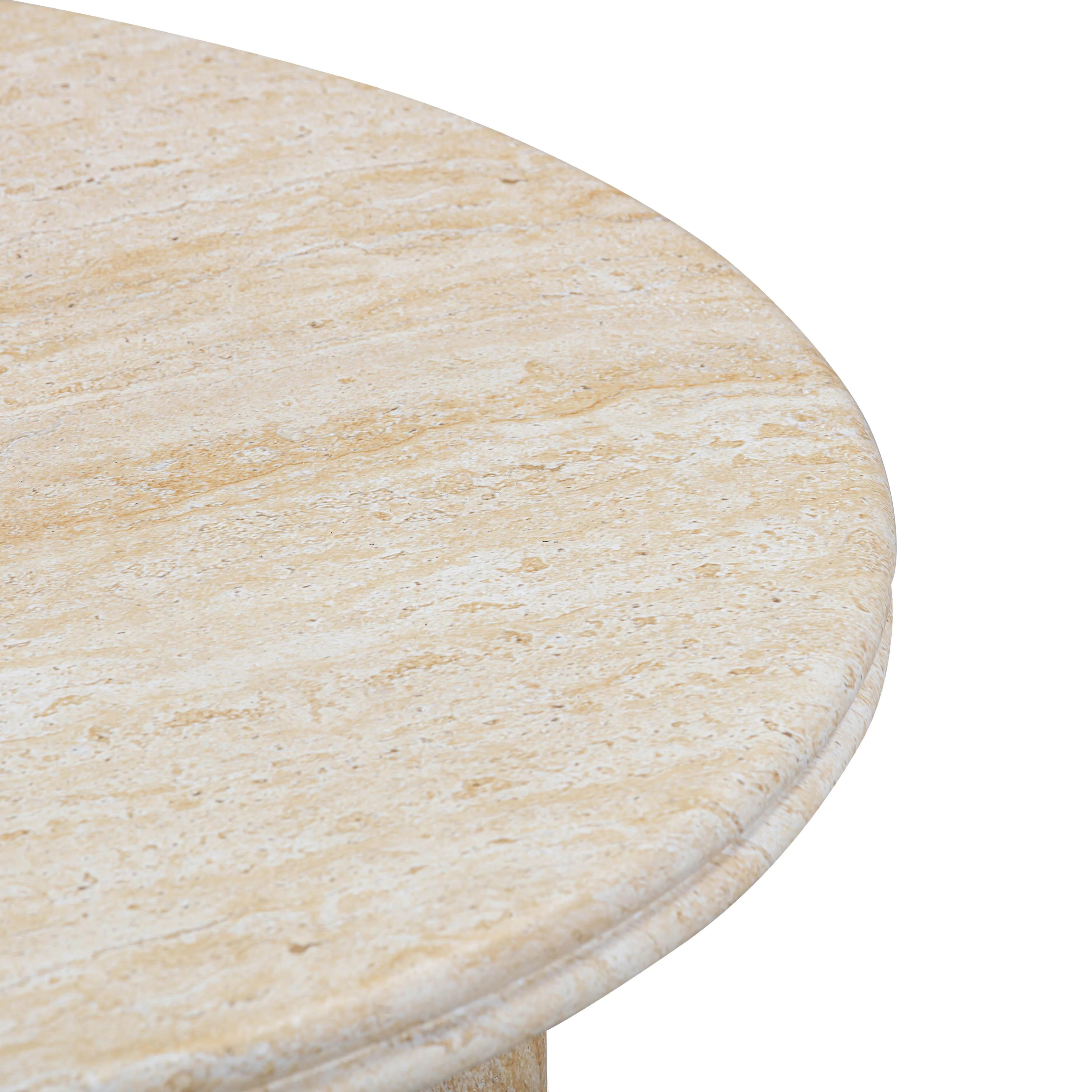 Amora Faux Travertine Indoor/Outdoor 26" Round Accent Table - Image 4