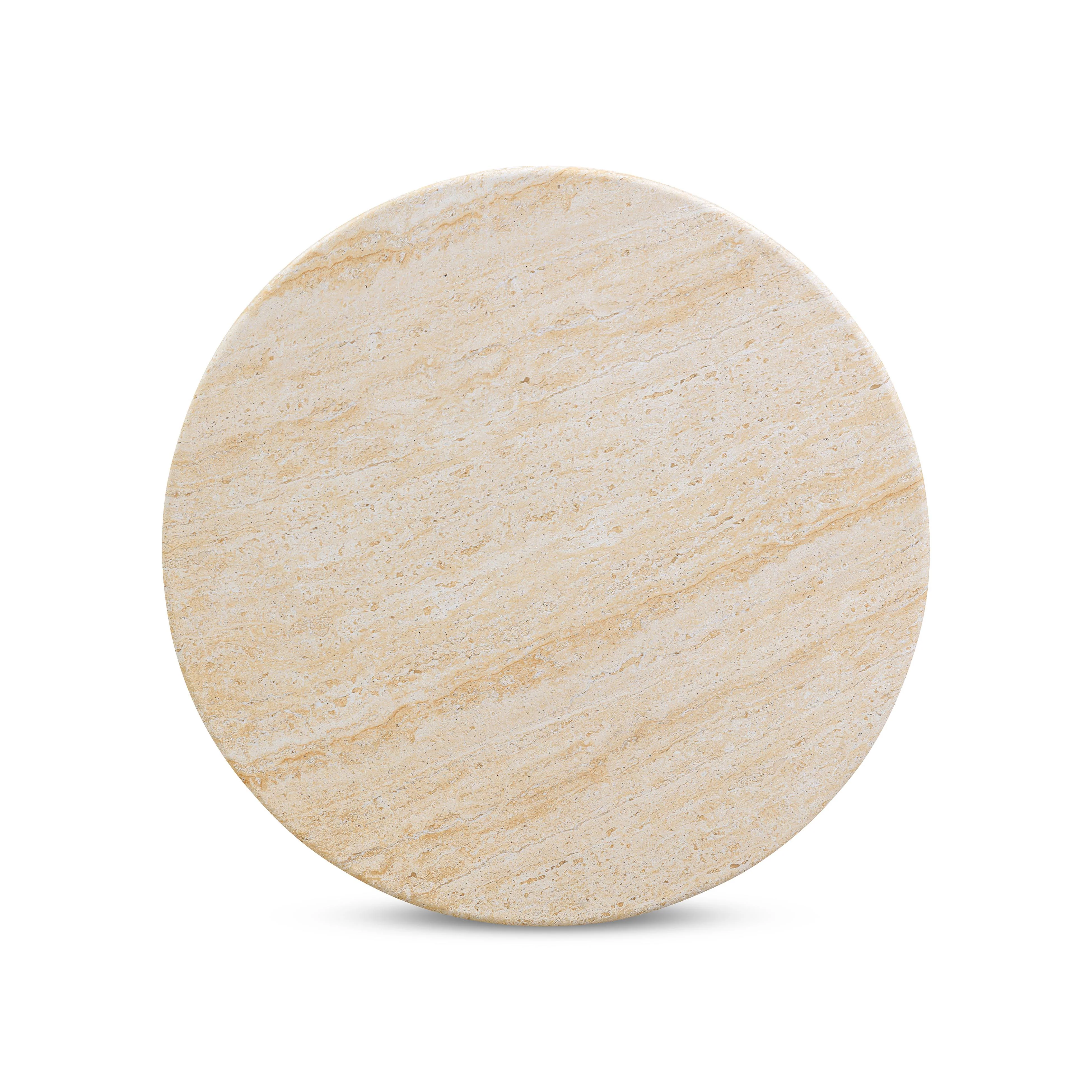 Amora Faux Travertine Indoor/Outdoor 26" Round Accent Table - Image 5
