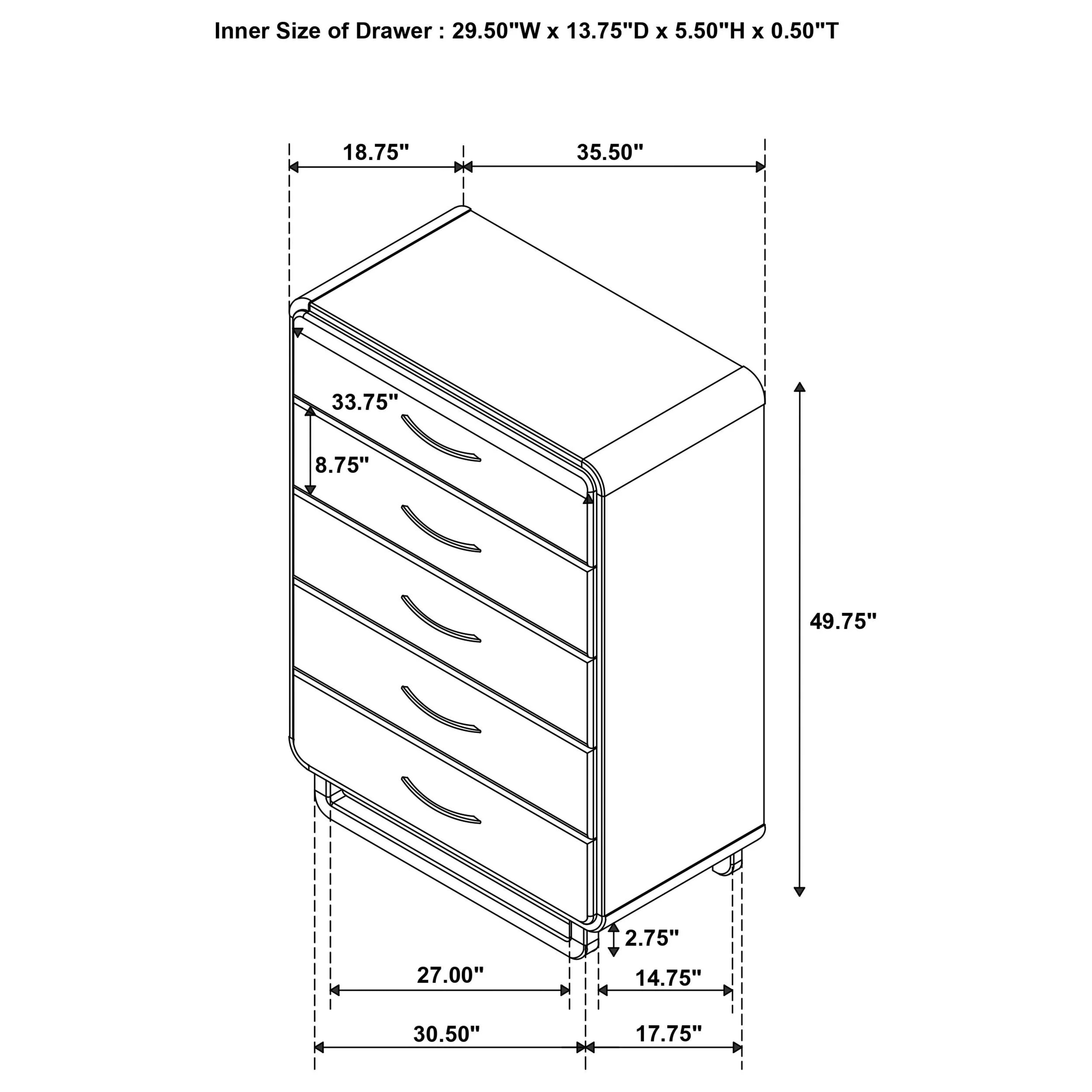 Amsbury Nutmeg 5-Drawer Chest - Image 13