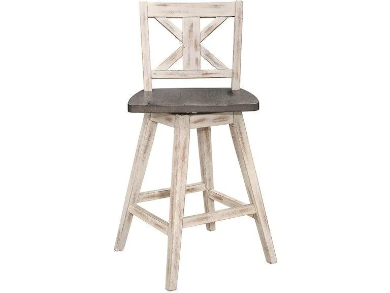 Amsonia Gray/White Swivel Counter Chair, Set of 2 - Image 3