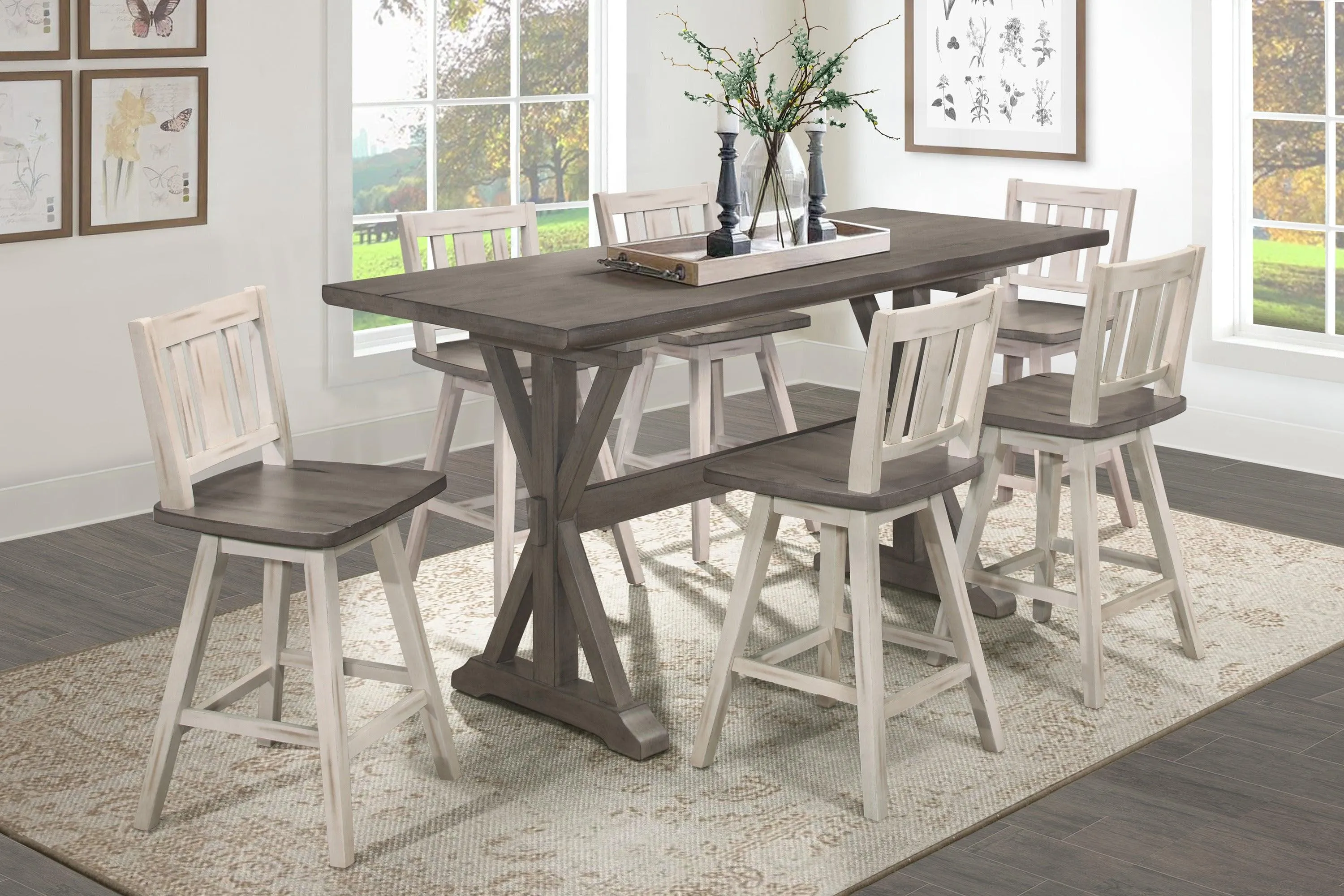 Amsonia Gray/White Swivel Counter Height Chairs, Set of 2 - Image 3