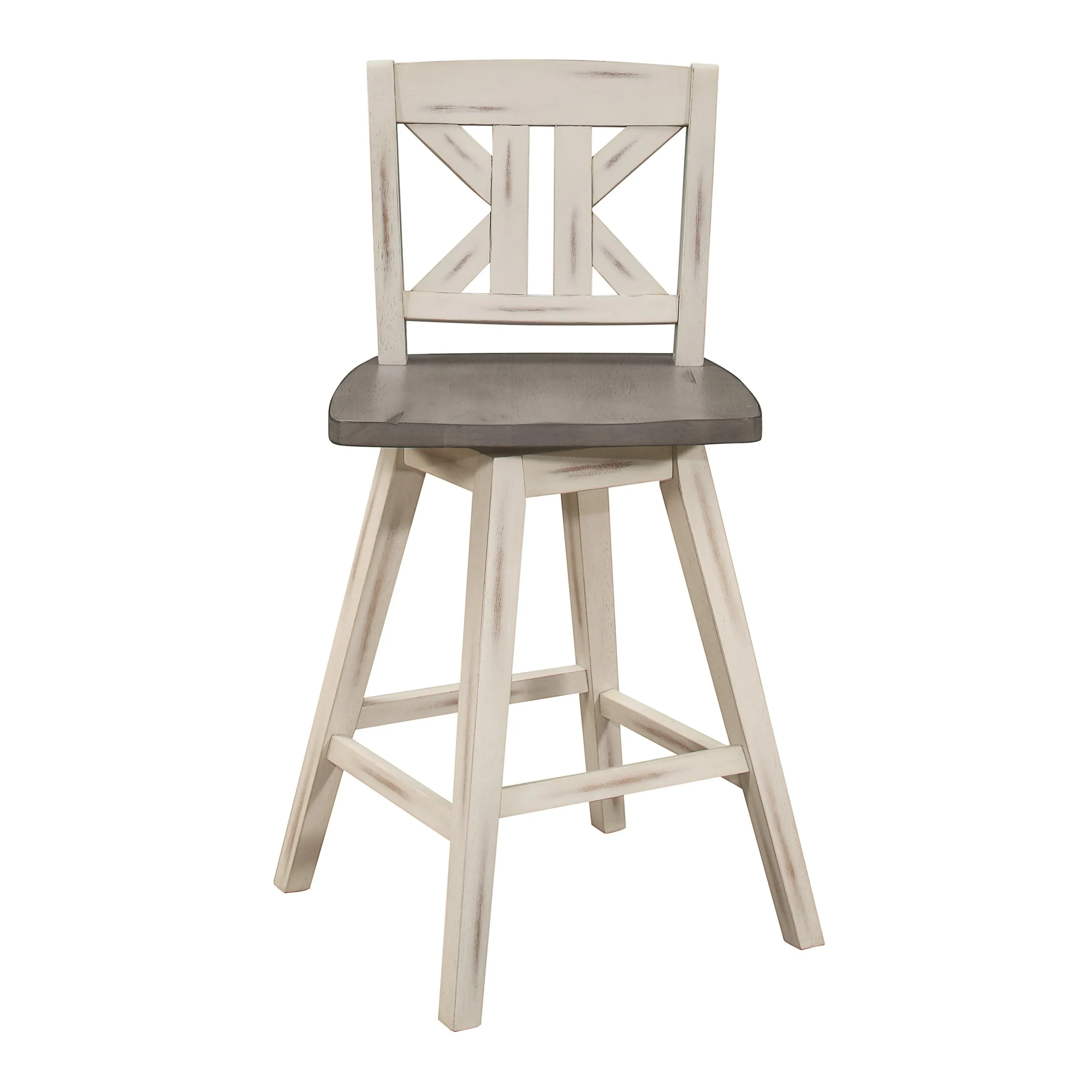 Amsonia White Swivel Pub Counter Height Chairs, Set of 2 - Image 5