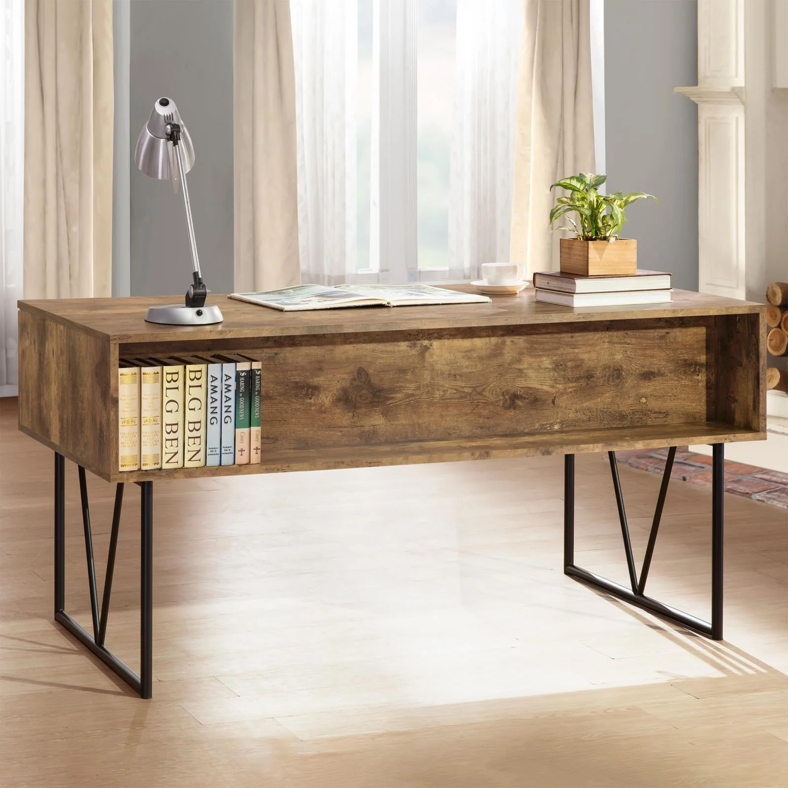 Analiese Antique Nutmeg 4-Drawer Writing Desk - Image 2
