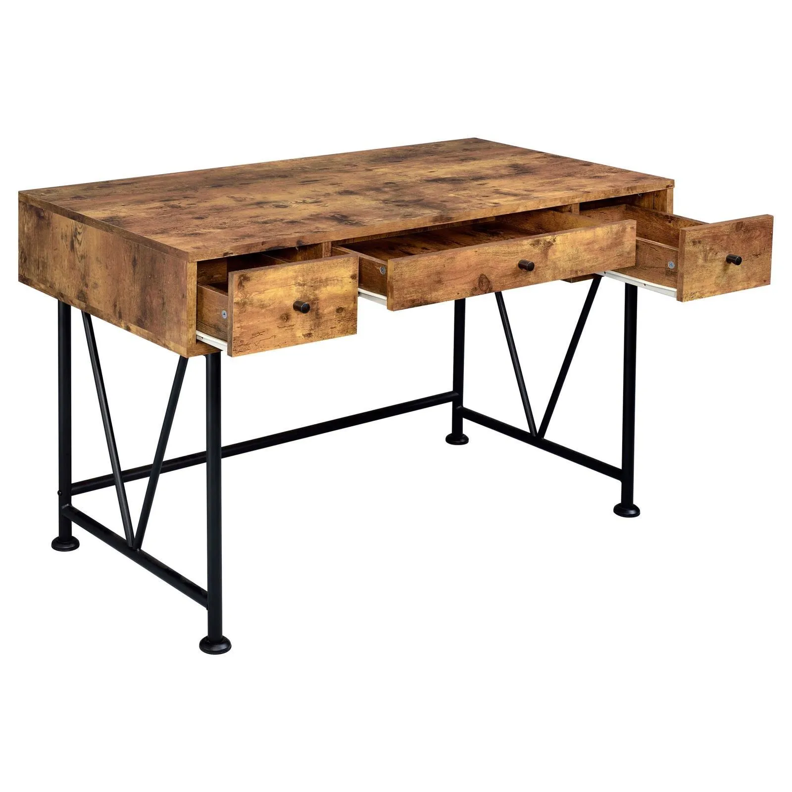 Analiese Antique Nutmeg/Black 2-Piece 3-Drawer Writing Desk Set - Image 4