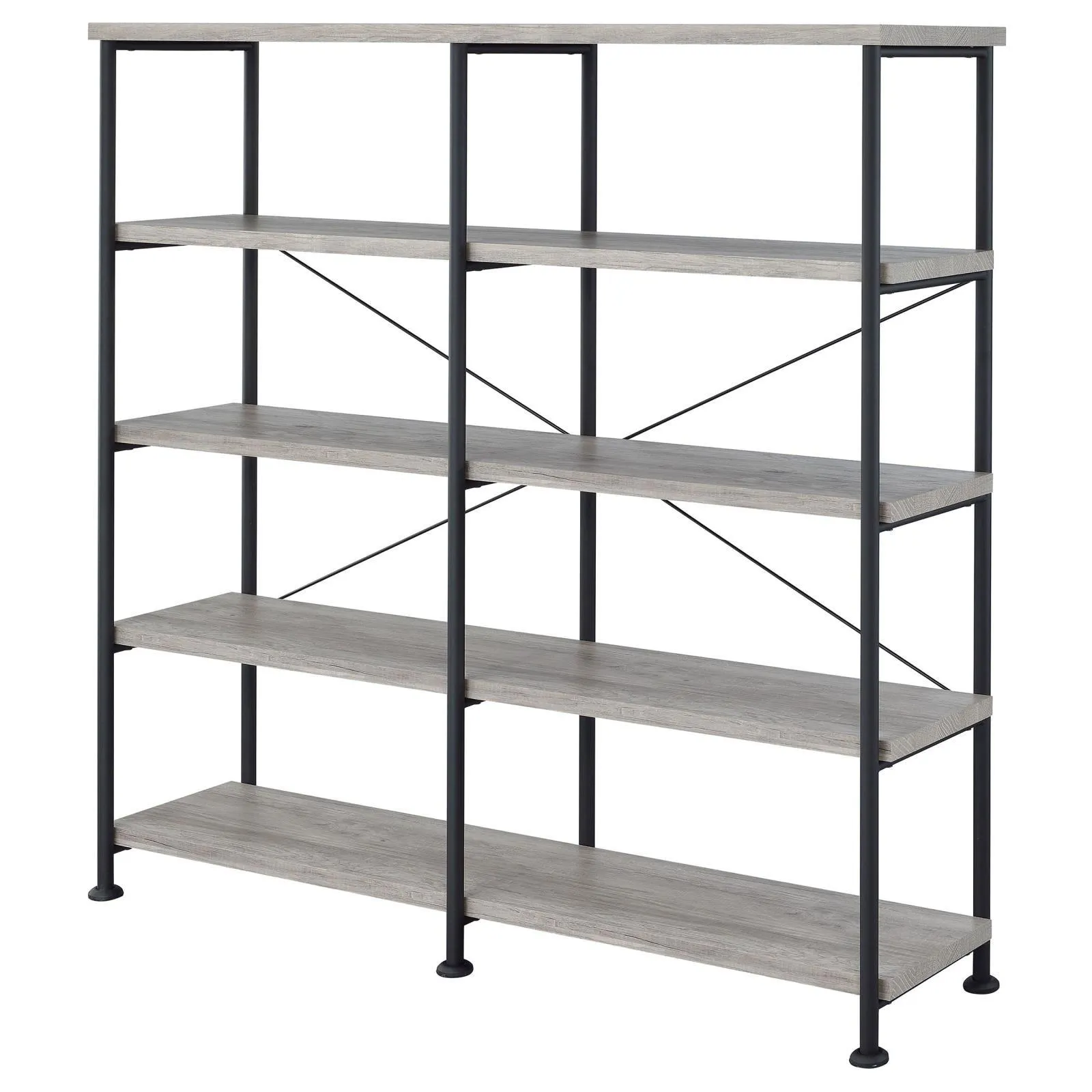 Analiese Gray Driftwood 4-Shelf Open Bookcase - Image 4