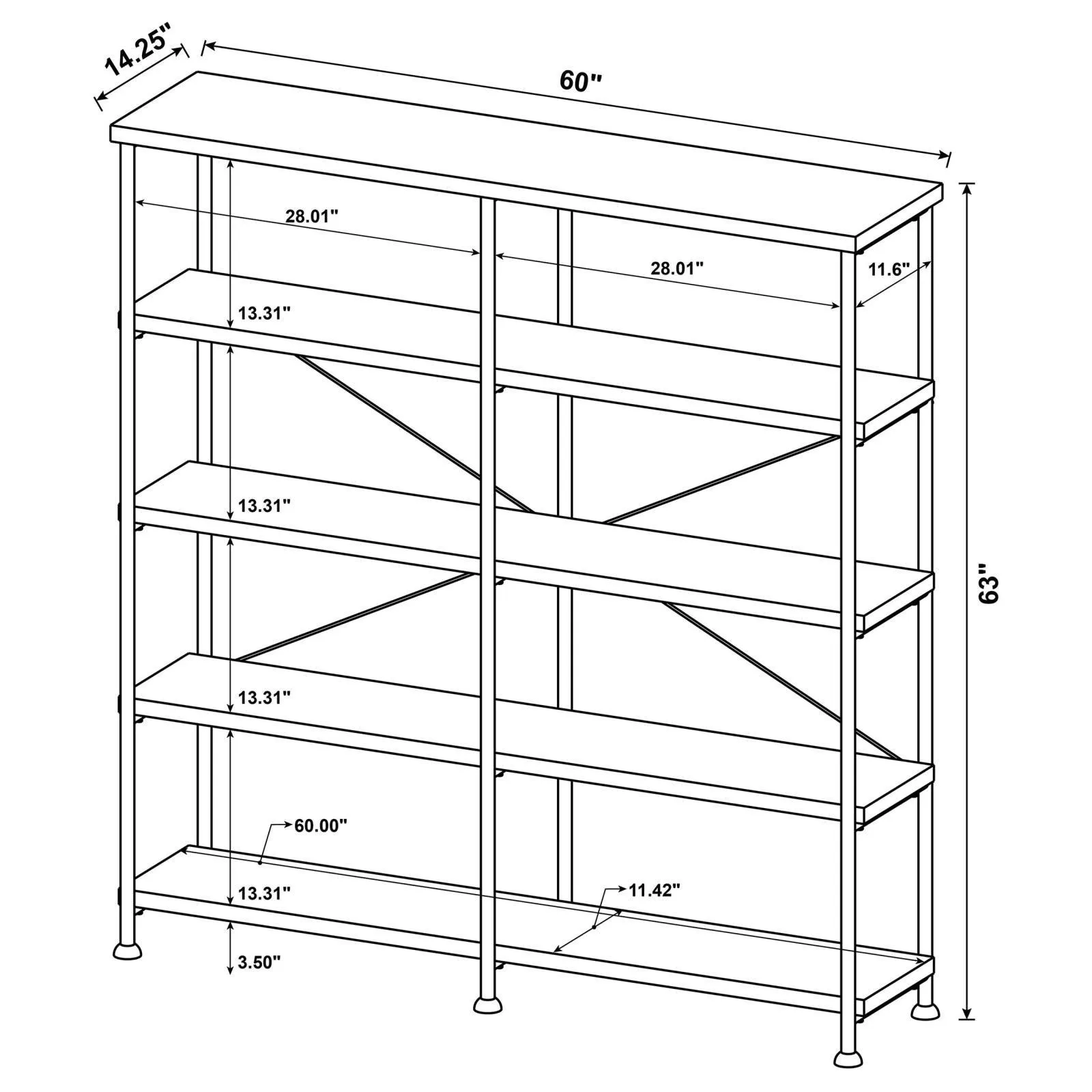 Analiese Gray Driftwood 4-Shelf Open Bookcase - Image 9