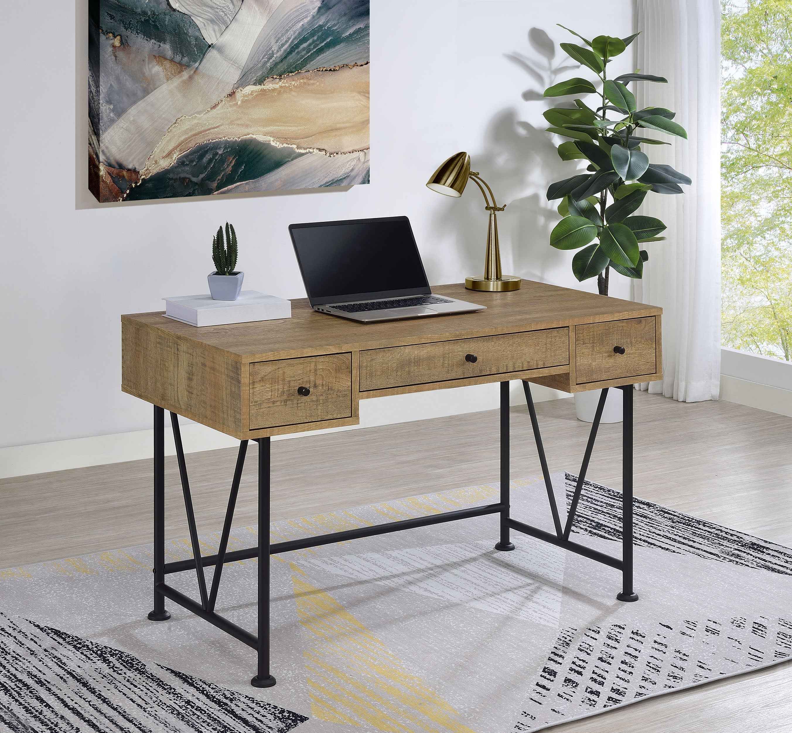 Analiese Mango 47-inch 3-drawer Writing Desk