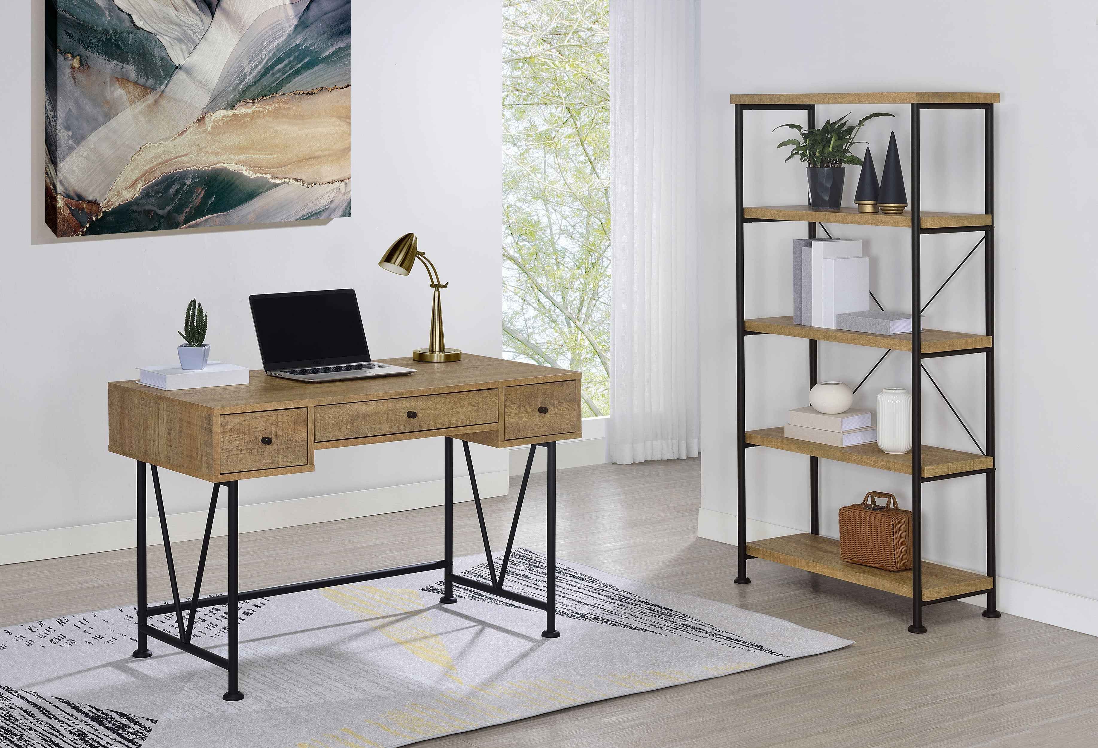 Analiese Mango 47-inch 3-drawer Writing Desk - Image 12