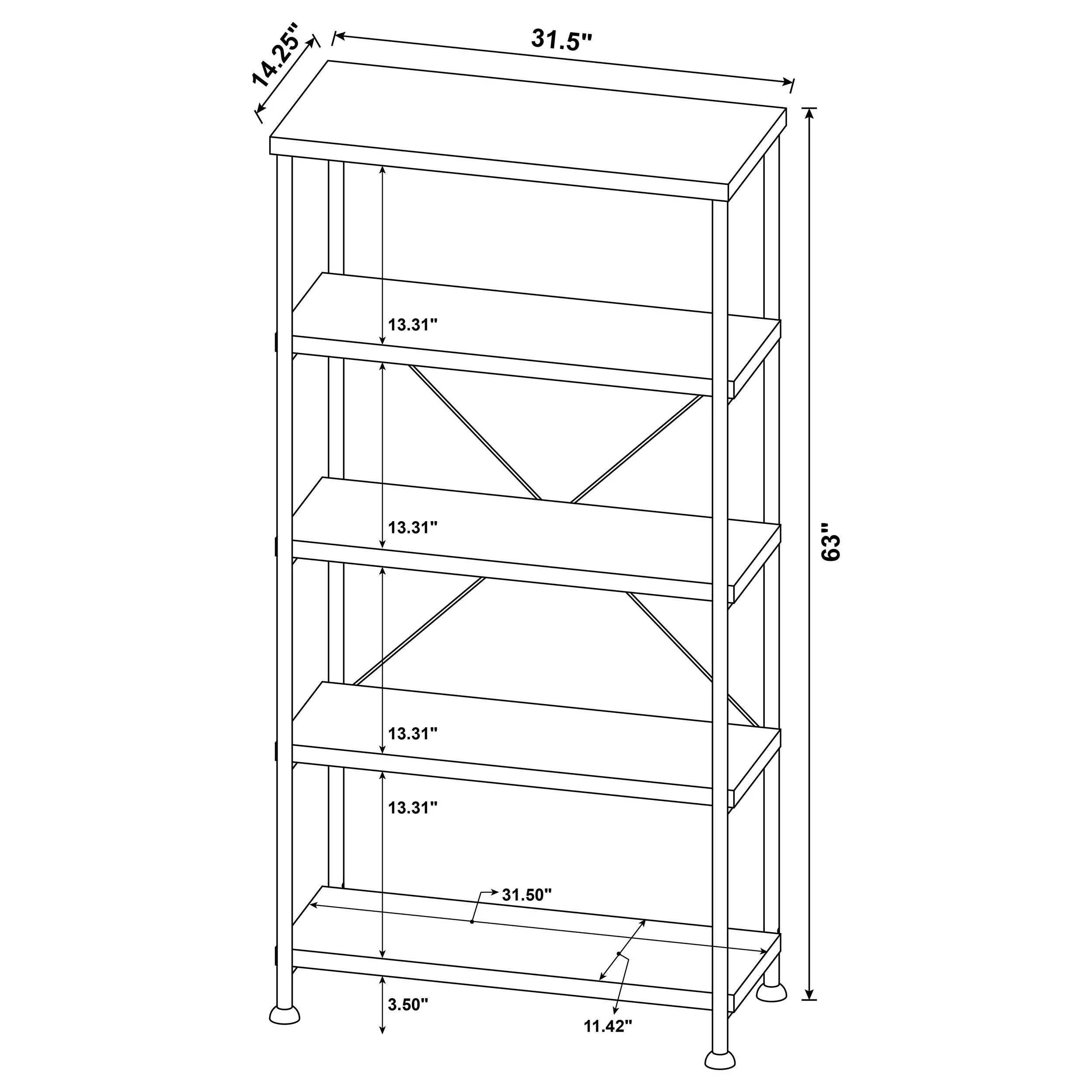 Analiese Mango 63-inch 4-shelf Bookshelf - Image 10