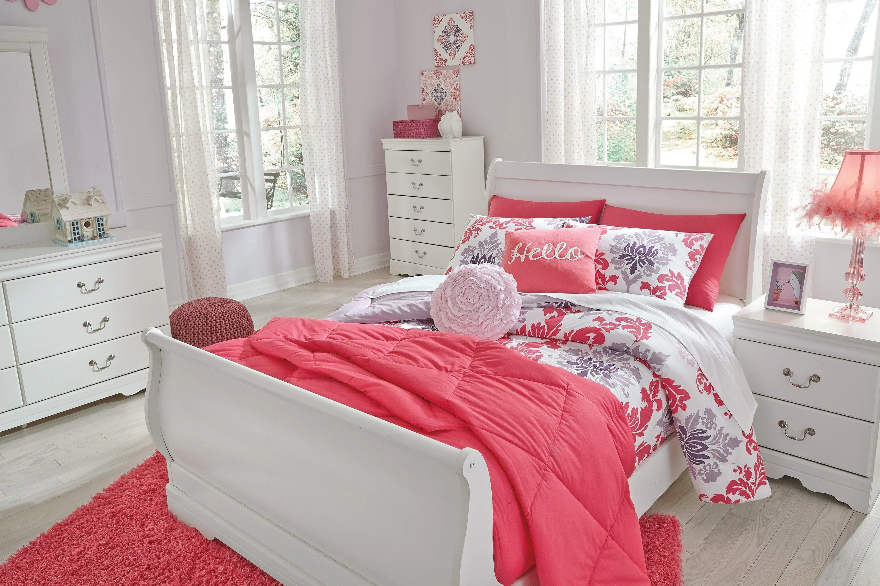 Anarasia White Sleigh Youth Bedroom Set - Image 6