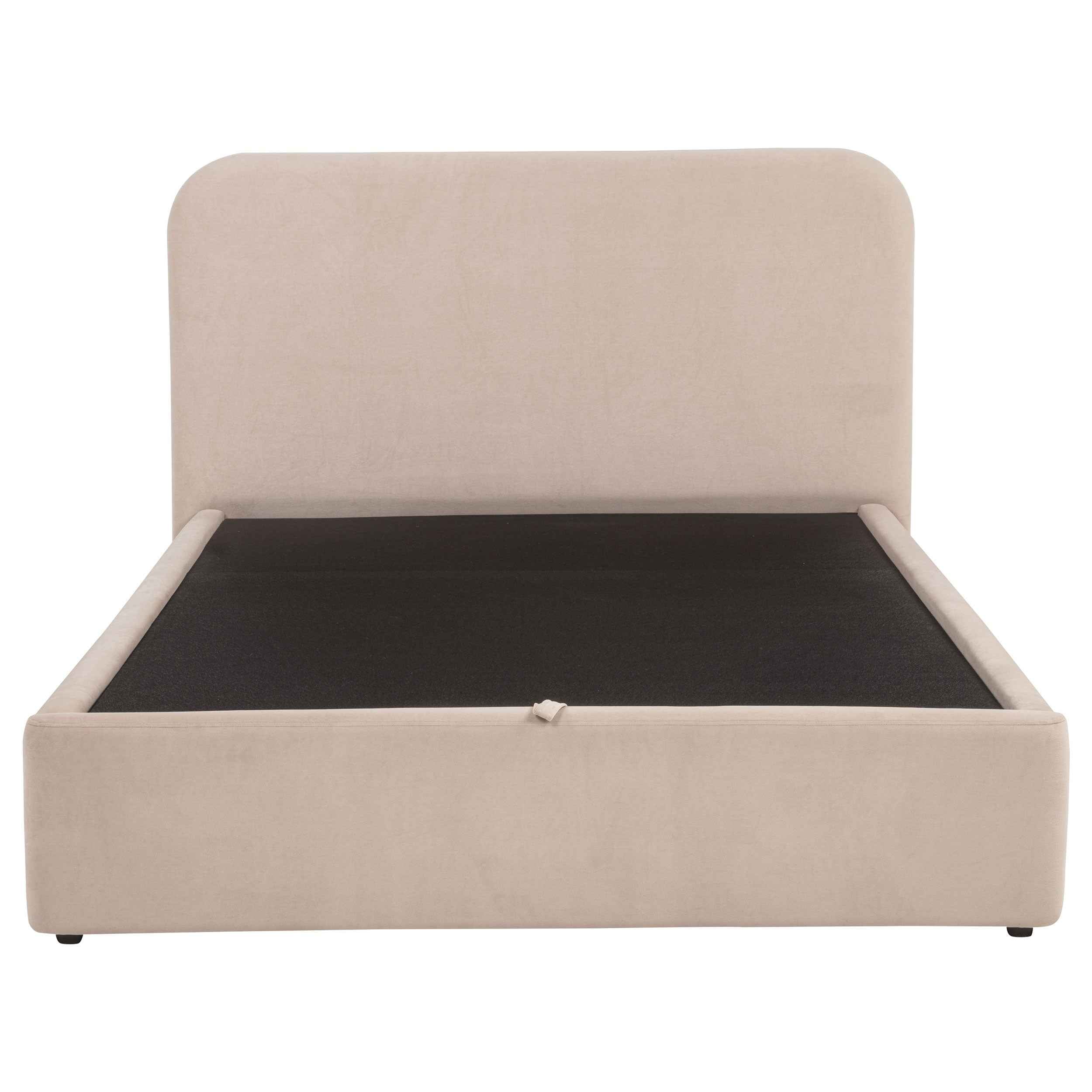 Anders Beige Upholstered Full Storage Lift Platform Bed - Image 4